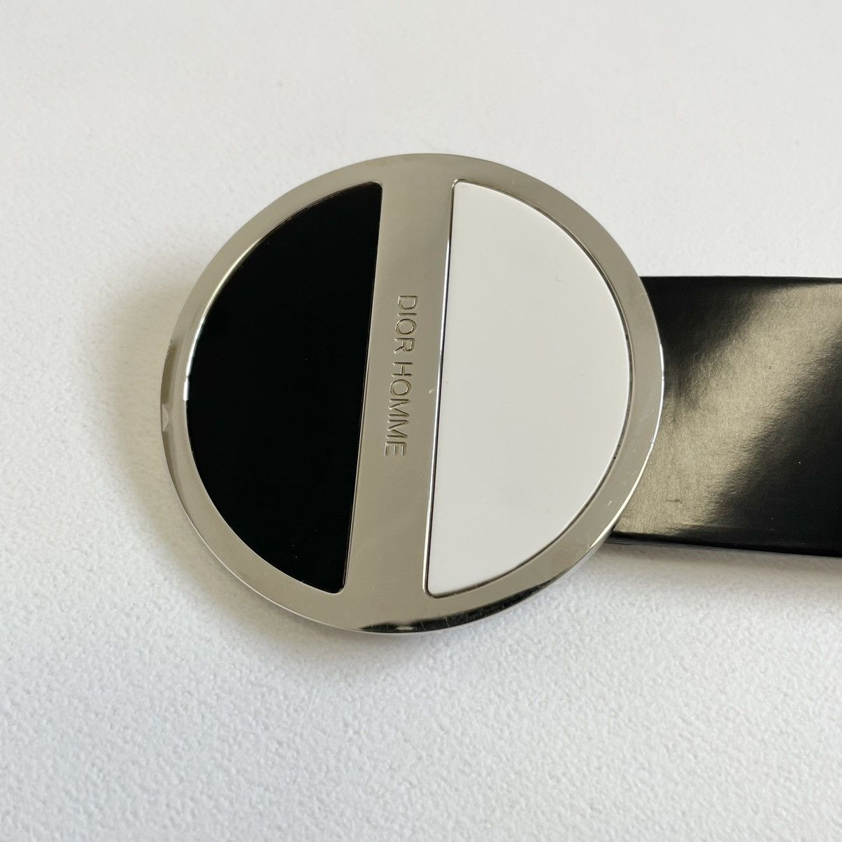 Dior Round Metal Buckle Black Leather Belt Size ONE SIZE - 9 Thumbnail