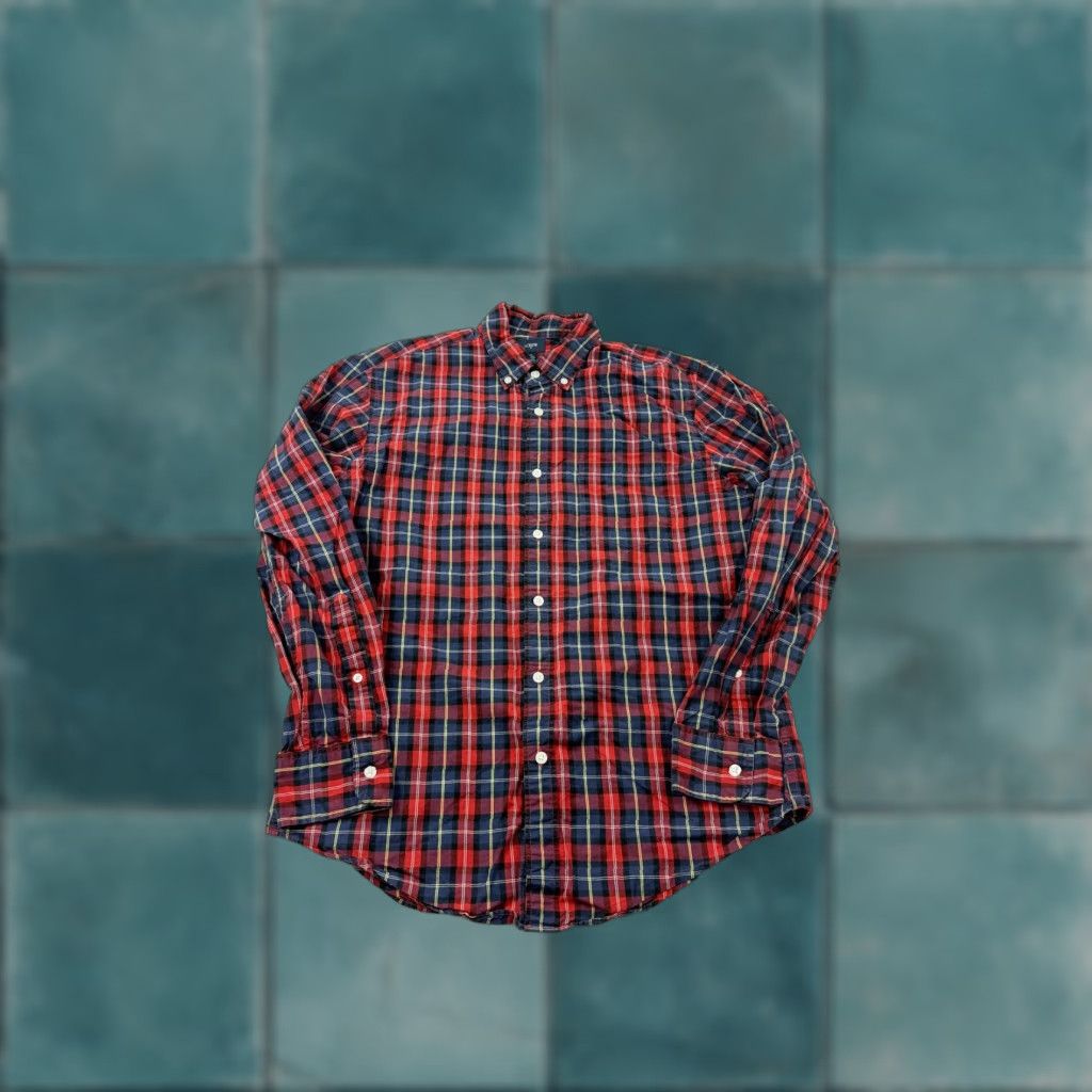 J.Crew J.Crew Shirt Mens Medium Red Navy Plaid Button-Down Long Sleeve Cotton Casual Size US M / EU 48-50 / 2 - 1 Thumbnail