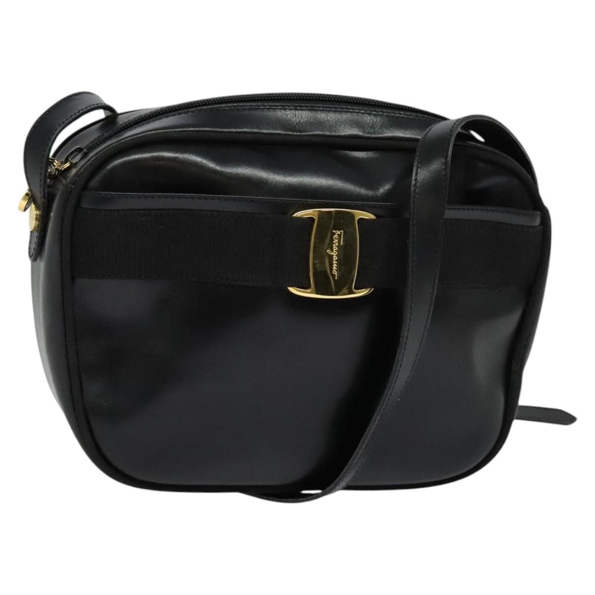 Salvatore Ferragamo Vala Shoulder Bag Leather Black Auth Bs25584, Women's