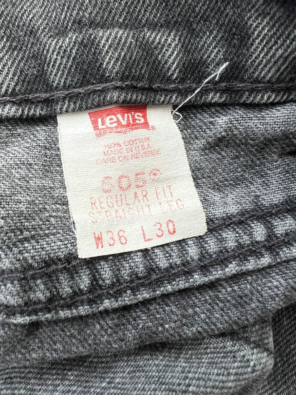 Levi's 1996 Levi’s 505 Orange Tab Fade Black Distress Denim Jeans Size US 35 - 24 Thumbnail