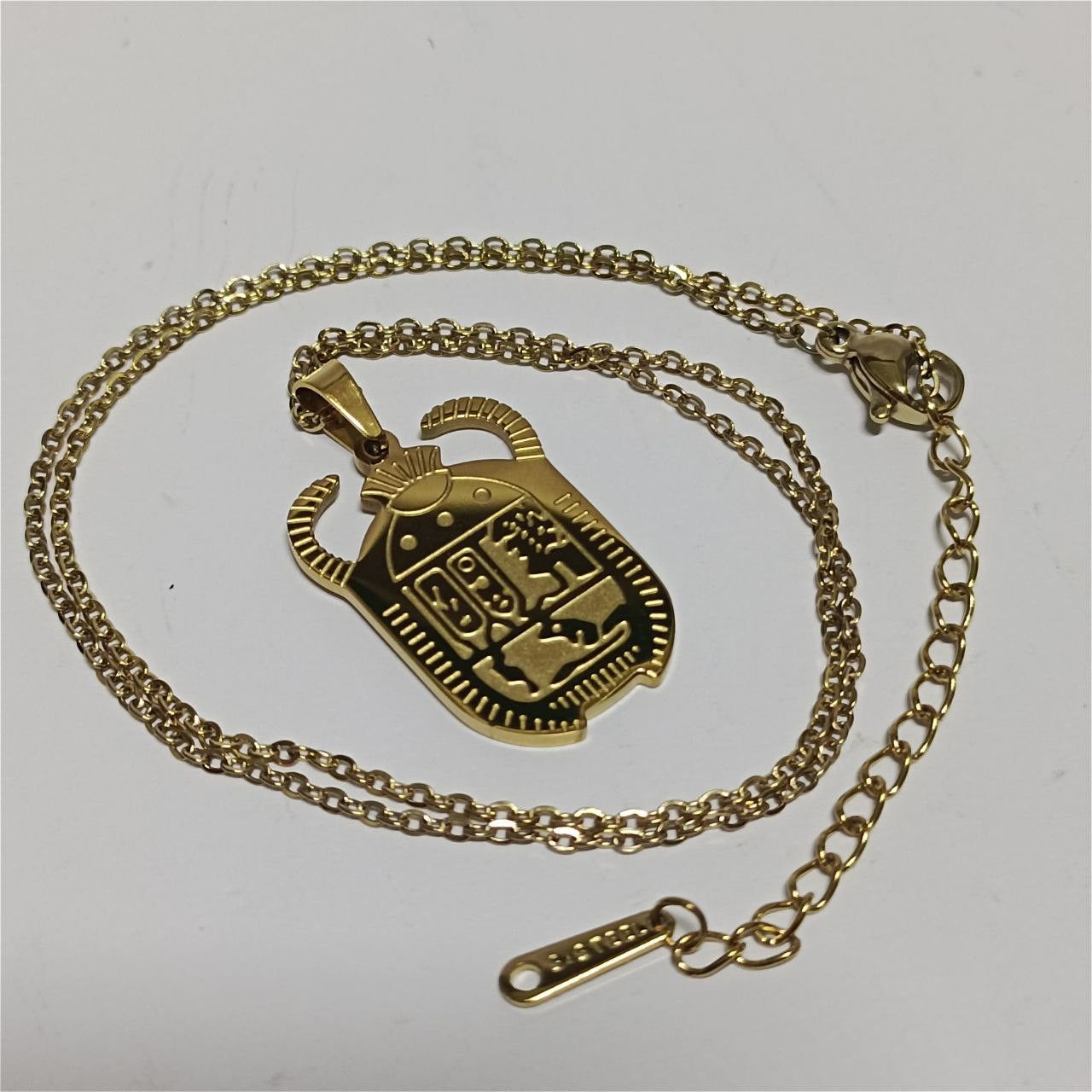 Other Gold-plated scarab pendant hieroglyphs Egyptian style Size ONE SIZE - 2 Thumbnail