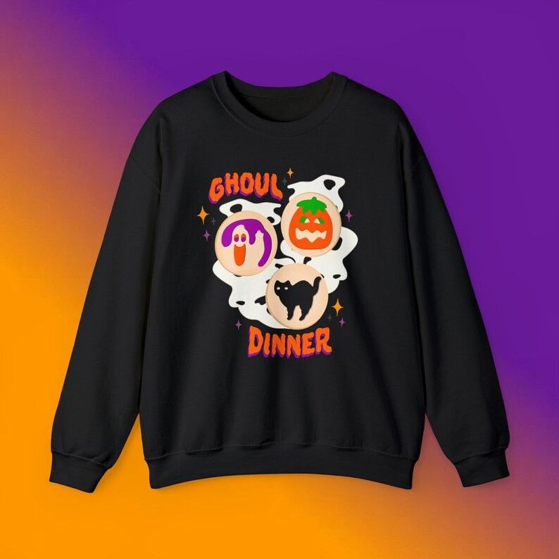 Designer Ghoul Dinner - Funny Halloween Cookie Sweater Size L / US 10 / IT 46 - 3 Thumbnail