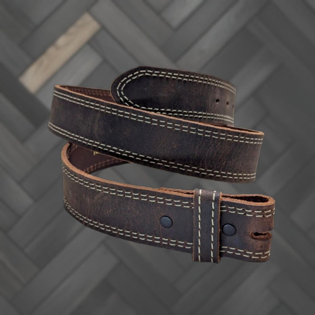 Vintage VINTAGE NOCONA belt Buckle Cowhide Leather 38 Men Brown Stitching Western Belt Size 38 - 1 Thumbnail