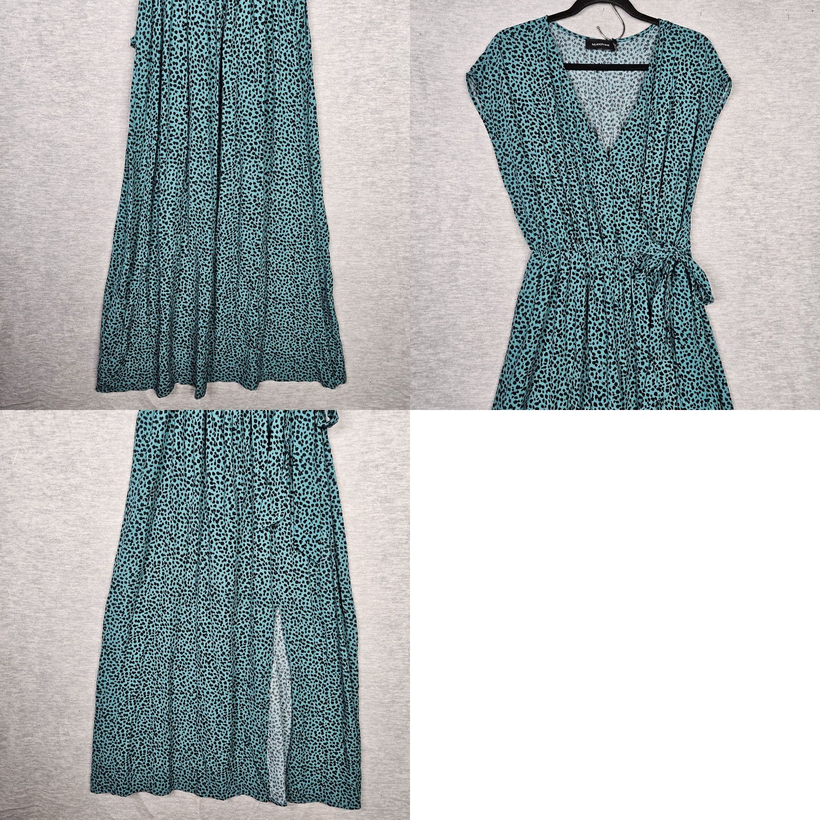 MINKPINK MINKPINK Women's S Wrap Maxi Dress Black Green Print Dress Maxi S Women Short Sleeve V-Neck Casual Pattern Solid Colorful 90s? Size S / US 4 / IT 40 - 8 Thumbnail