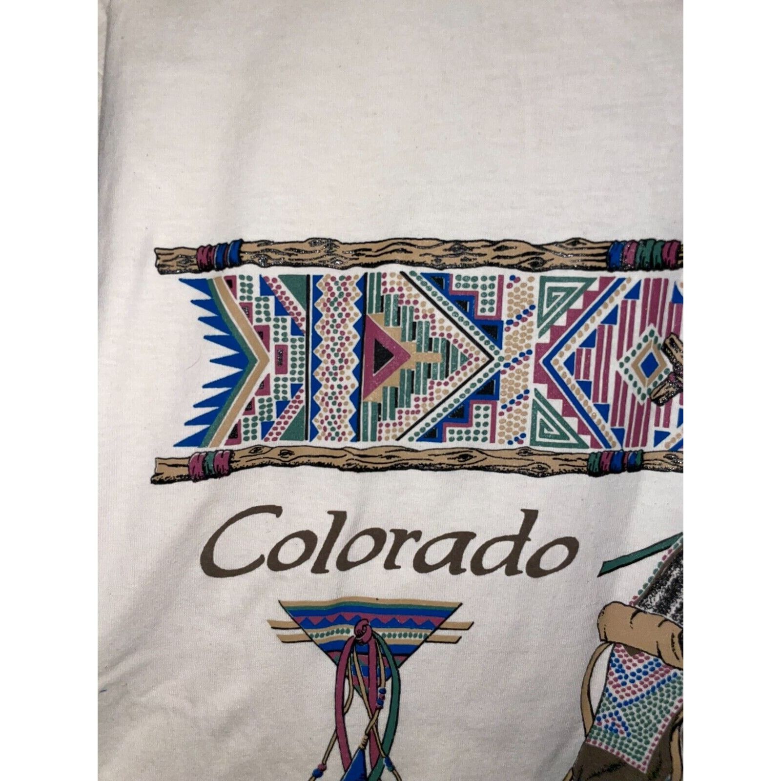 Jerzees 90s CO Colorado Native American Mocassin Shoes Art Shirt L Size US L / EU 52-54 / 3 - 3 Thumbnail