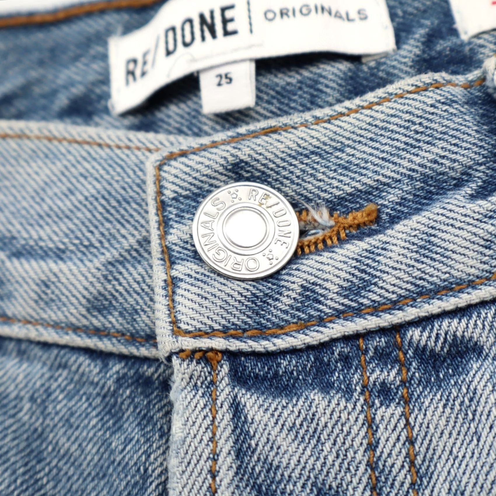RE/DONE Re/Done Women's Jeans High Rise Button Fly Distressed Blue Sz 25X27 Size 42" / US 20 - 6 Thumbnail