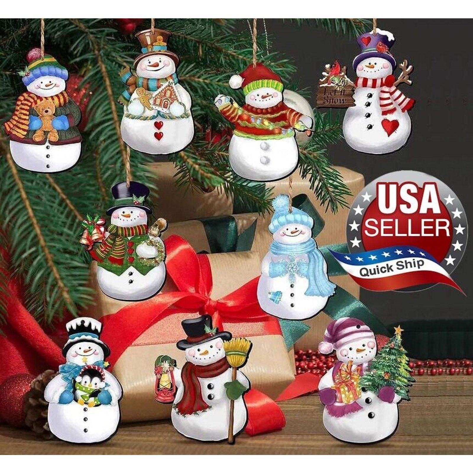 Other 24pcs Christmas Snowmen Wooden Tree Ornaments • Window Décor Size ONE SIZE - 1 Thumbnail