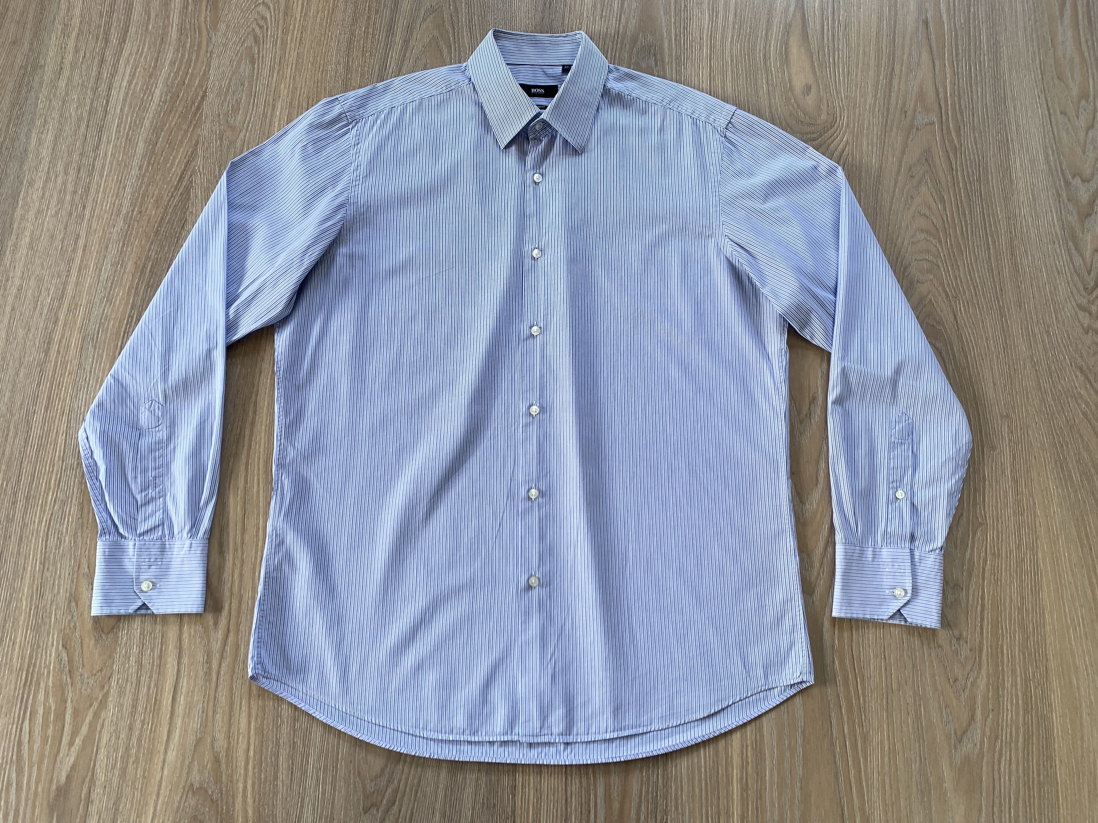 Hugo Boss Hugo Boss Light Blue Stripe Cotton Button Up Shirt Size US L / EU 52-54 / 3 - 2 Thumbnail