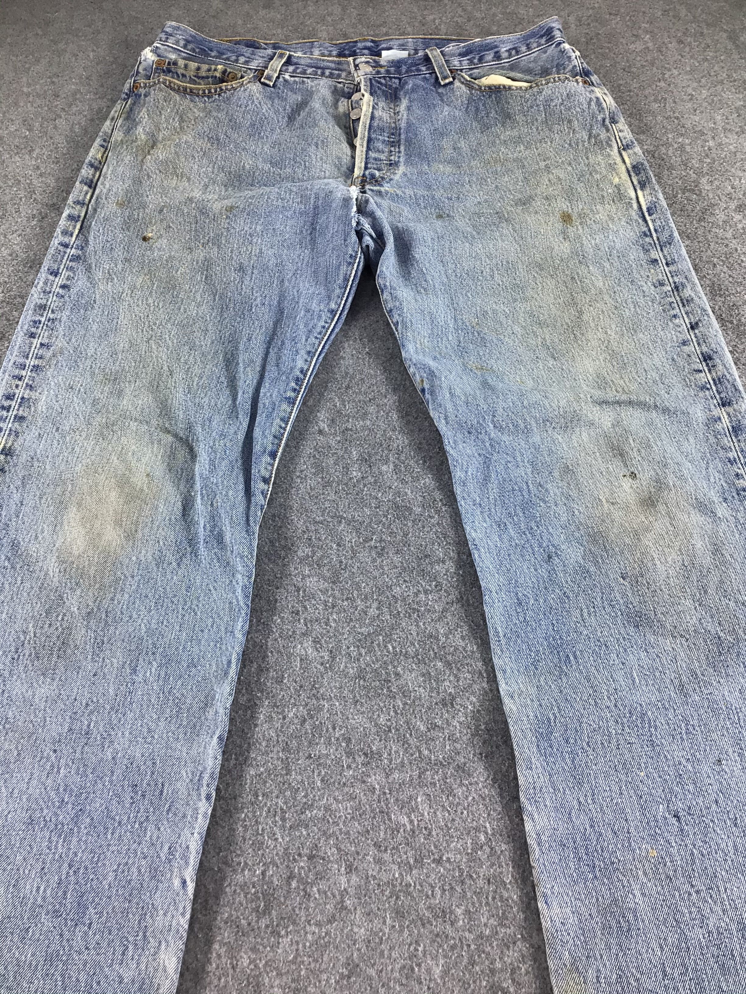 Levi's Vintage 90s Levis 501 Jeans Dirty Faded Blue Denim-J396 Size US 37 - 3 Thumbnail