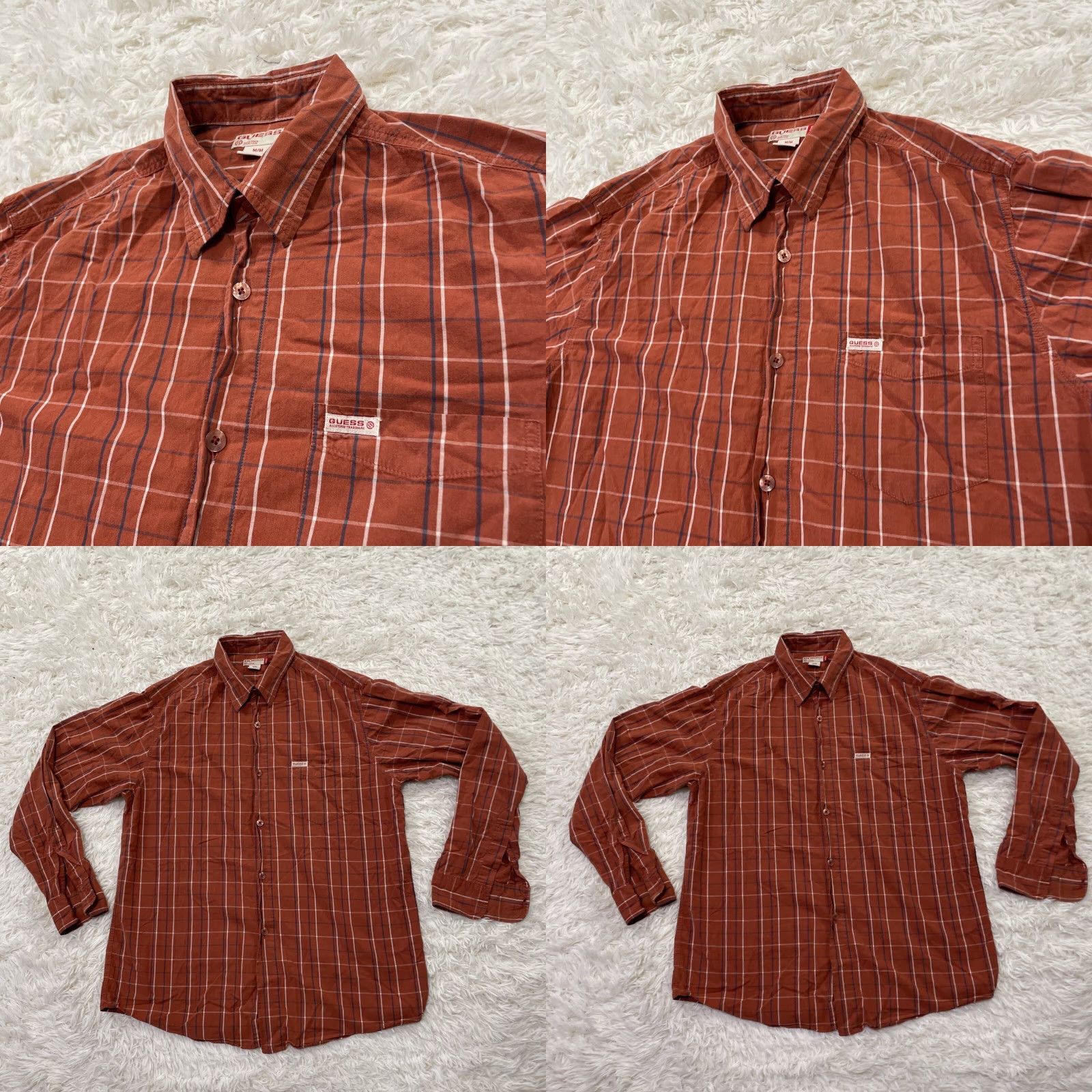 Guess VINTAGE GUESS Long Sleeve Shirt Men M Burnt Orange Western Plaid Streetwear Outdoor Size US M / EU 48-50 / 2 - 9 Thumbnail