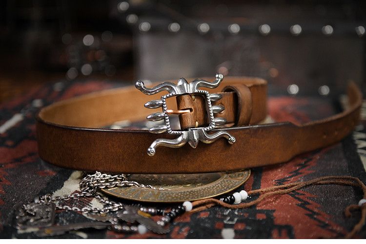 Leather Punk Rock Extra Thick Belt Size ONE SIZE - 4 Thumbnail