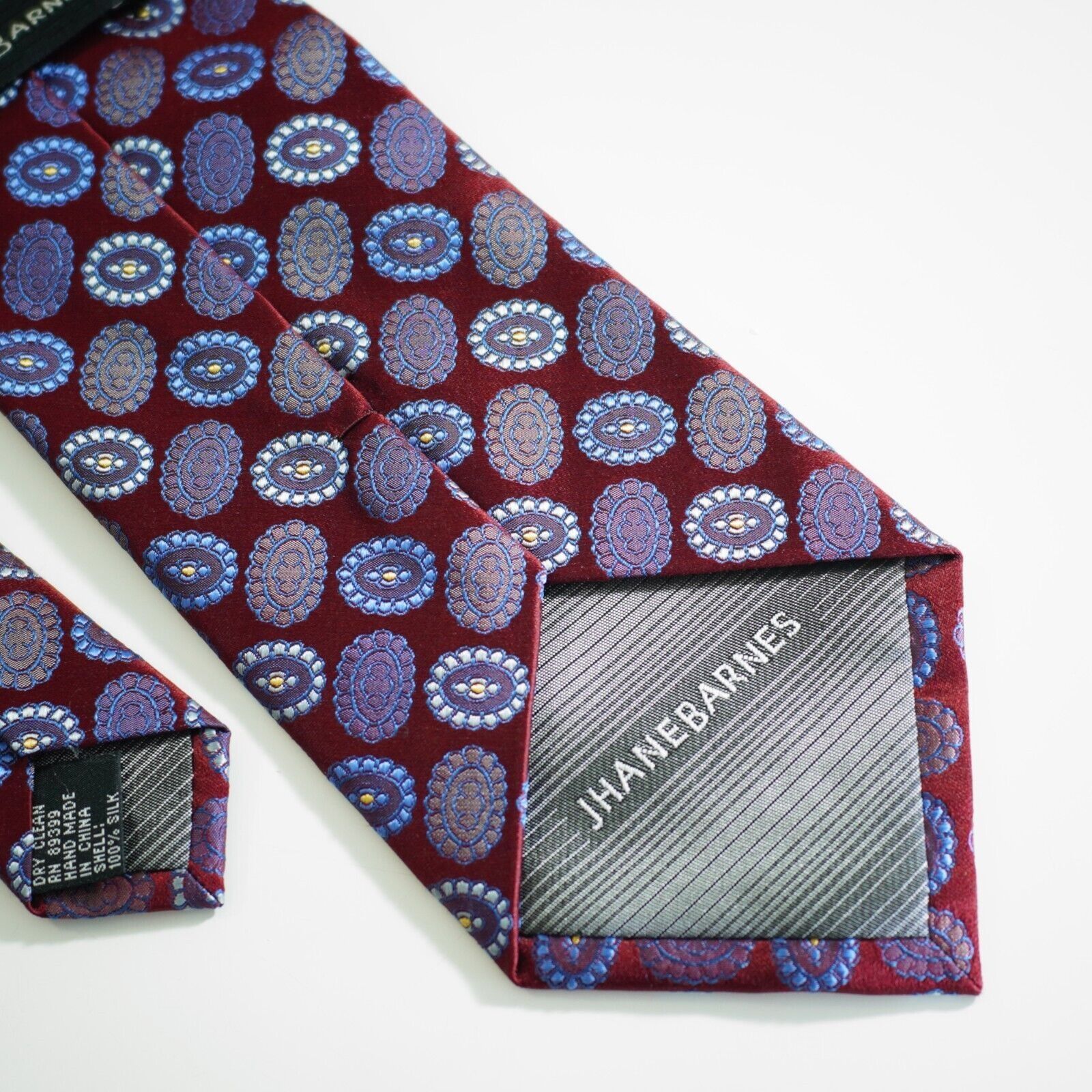 Jhane Barnes Jhane Barnes Red Blue Geometric Woven Silk Tie Size ONE SIZE - 5 Thumbnail