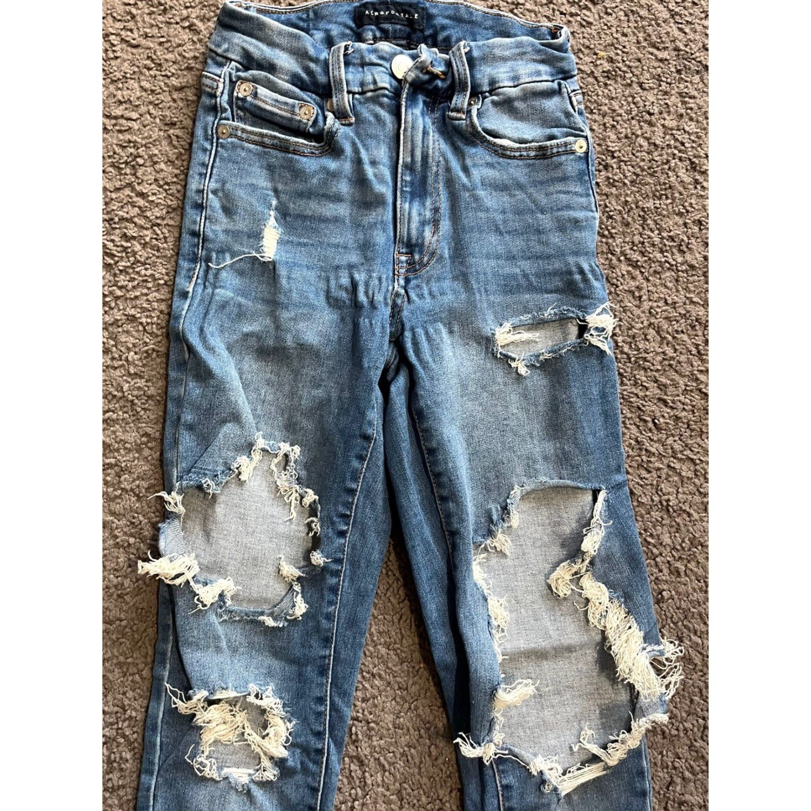 Vintage Aeropostale Jeans Womens 2 High Rise Distressed Jegging Stretch Denim Blue 5-Pocket Womens Size 26" / US 2 / IT 38 - 2 Thumbnail