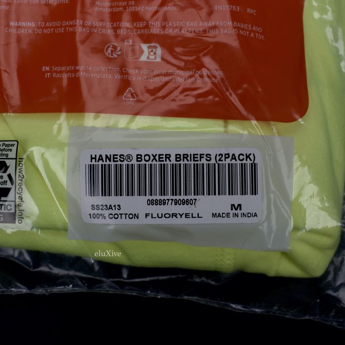 Supreme Hanes Boxer Briefs (2 Pack) Flourescent Yellow