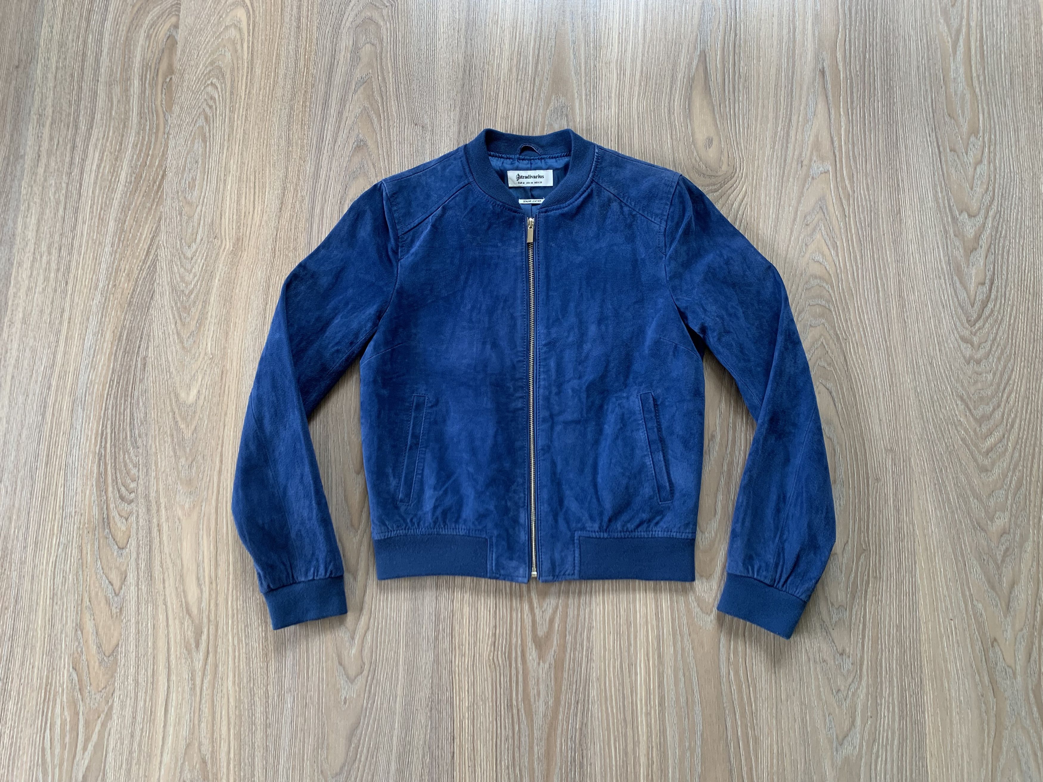 Stradivarius Stradivarius Suede Blue Women’s Bomber Jacket Size M / US 6-8 / IT 42-44 - 1 Thumbnail