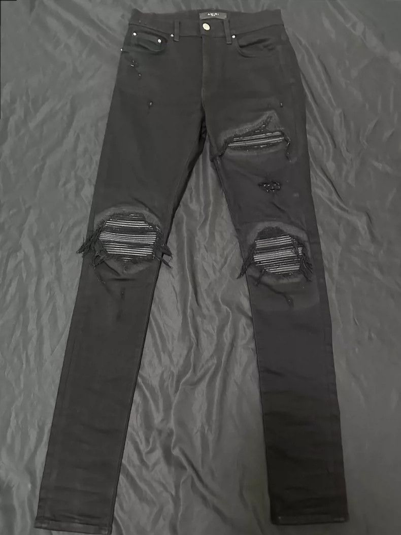 Amiri Amiri 18SS MX1 Leather Patch Skinny Jeans Size US 29 - 1 Thumbnail
