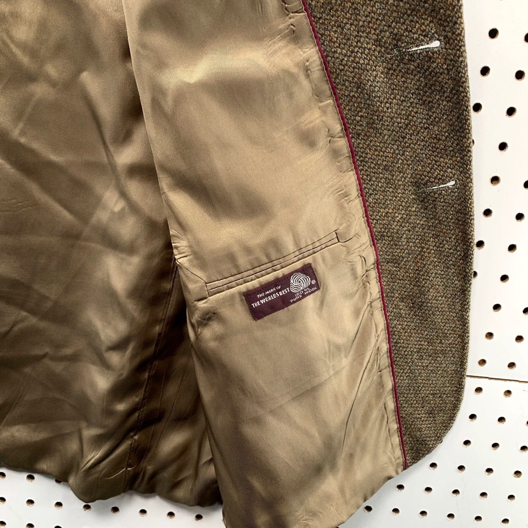 Evan Picone VINTAGE Evan Picone Blazer Mens 46L Wool Tweed Brown Elbow Patches Union USA Jacket Blazer Notch Two-Button Front Vintage Mens 46 Brown Tweed Wool VIP Size 46R - 5 Thumbnail