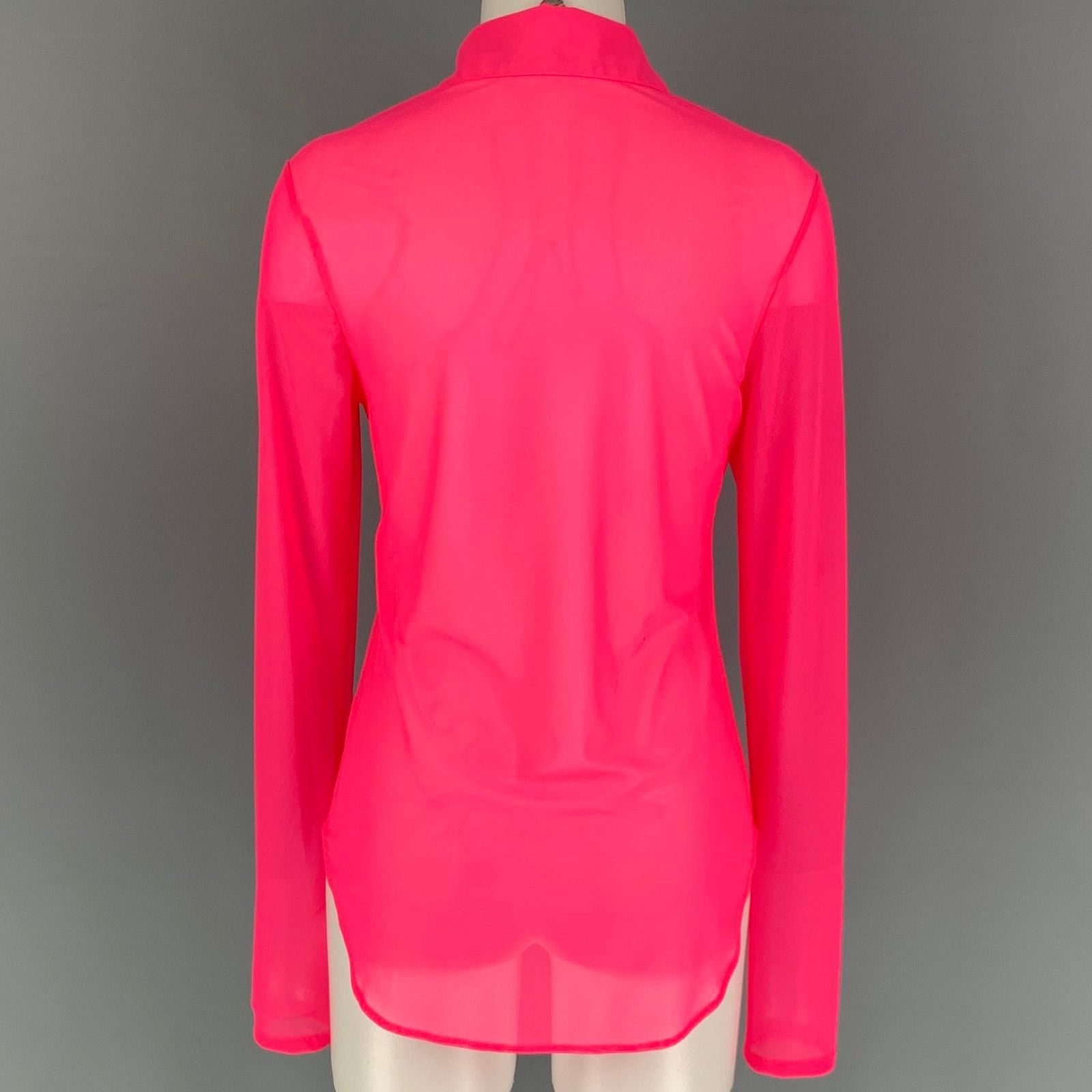 PRISCAVera PRISCAVera Size L Pink Nylon See Through Button Up Shirt Size L / US 10 / IT 46 - 3 Thumbnail