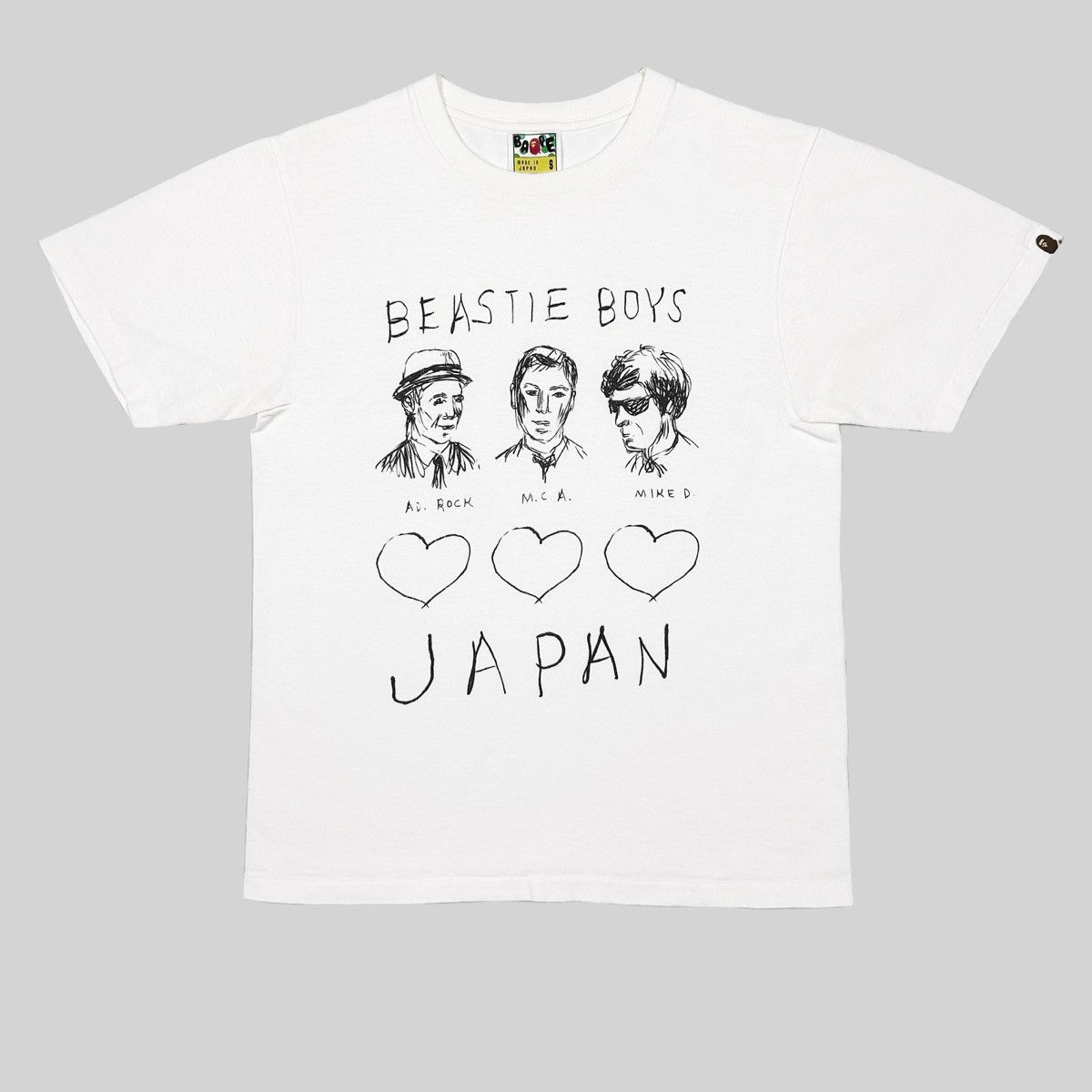 image of Bape Beastie Boys Tee in White, Men's (Size Small)