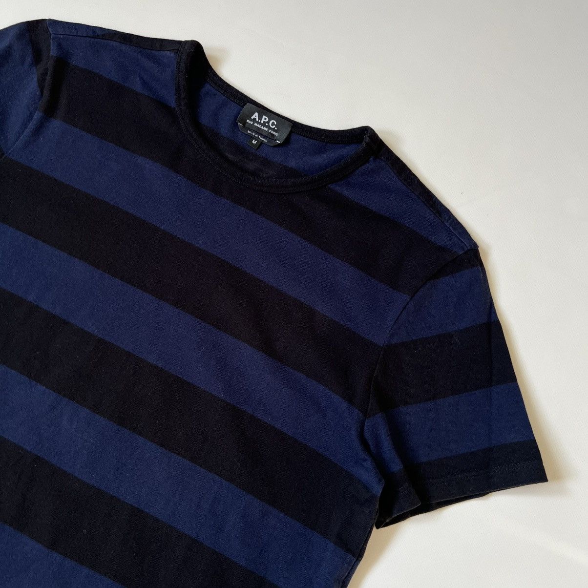 A.P.C. A.P.C stripped black blue tee Size US M / EU 48-50 / 2 - 2 Thumbnail
