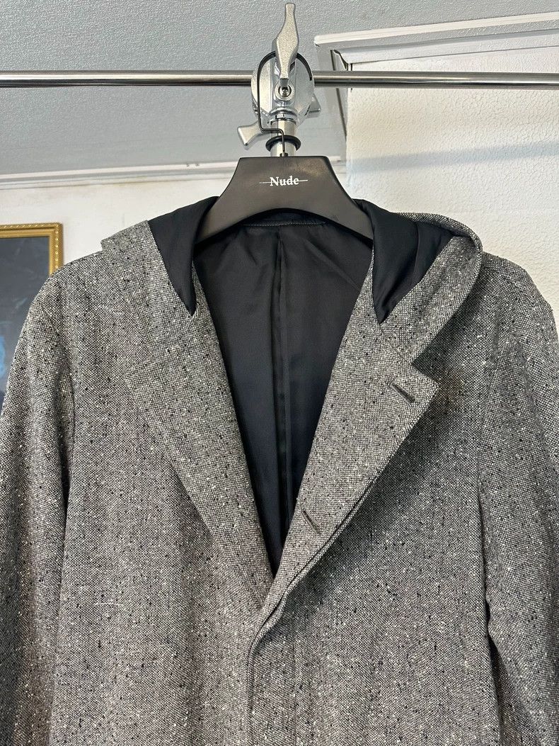 Yohji Yamamoto yohji yamamotoSnow pattern coarse fabric hooded coat 2502-N Size US M / EU 48-50 / 2 - 8 Thumbnail