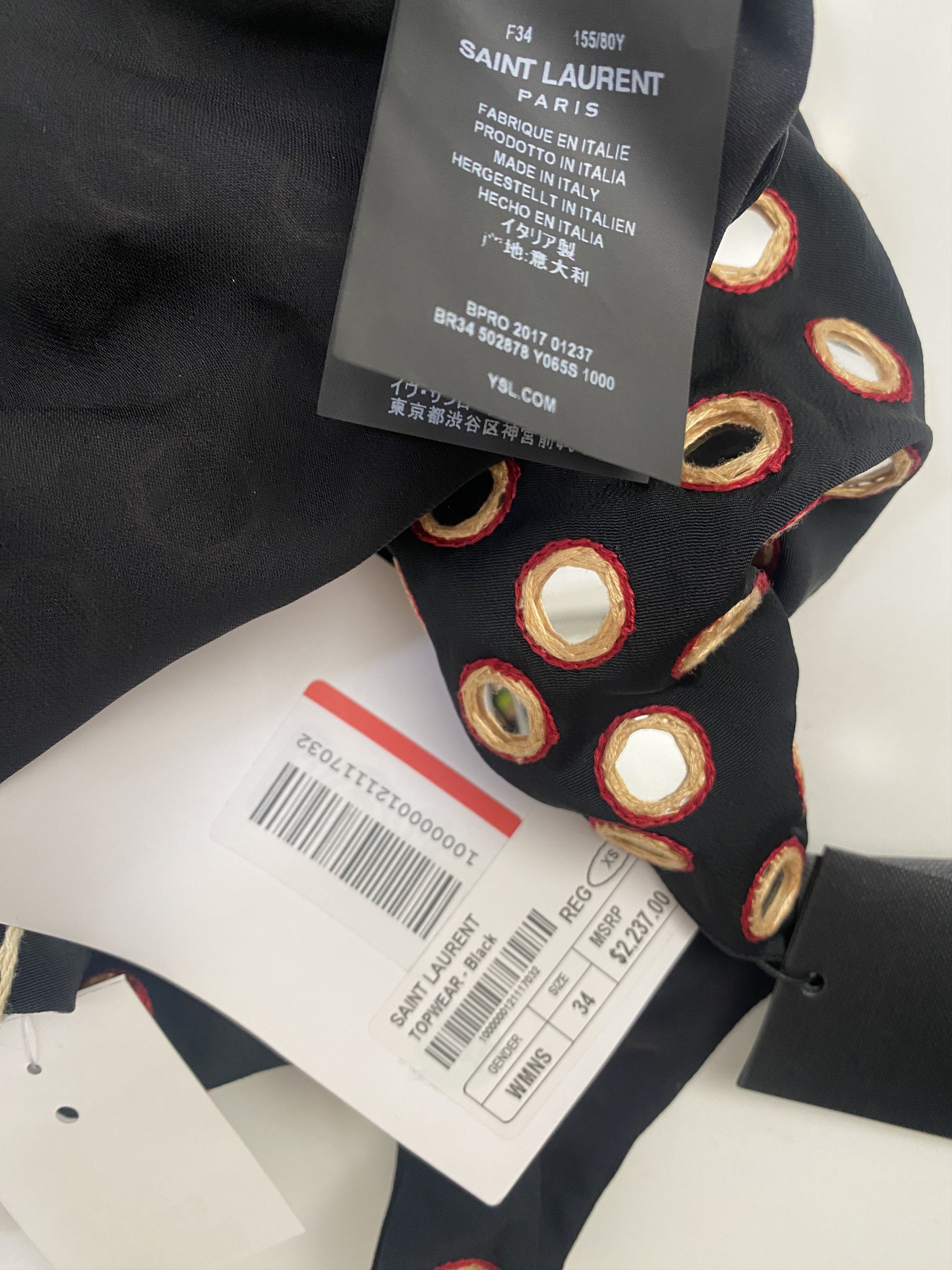 Saint Laurent Paris Embellished Black Mirror Top Size XXS / US 00 / IT 34 - 4 Thumbnail