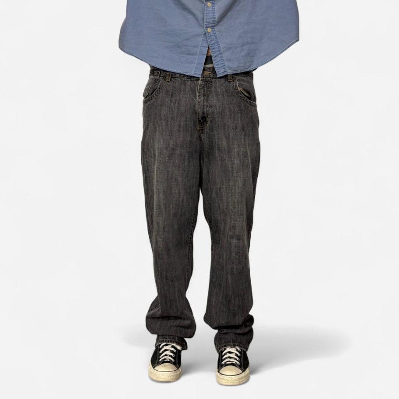 Calvin Klein Y2K Calvin Klein Baggy Loose Fit Faded Black Jeans Size US 35 - 2 Thumbnail