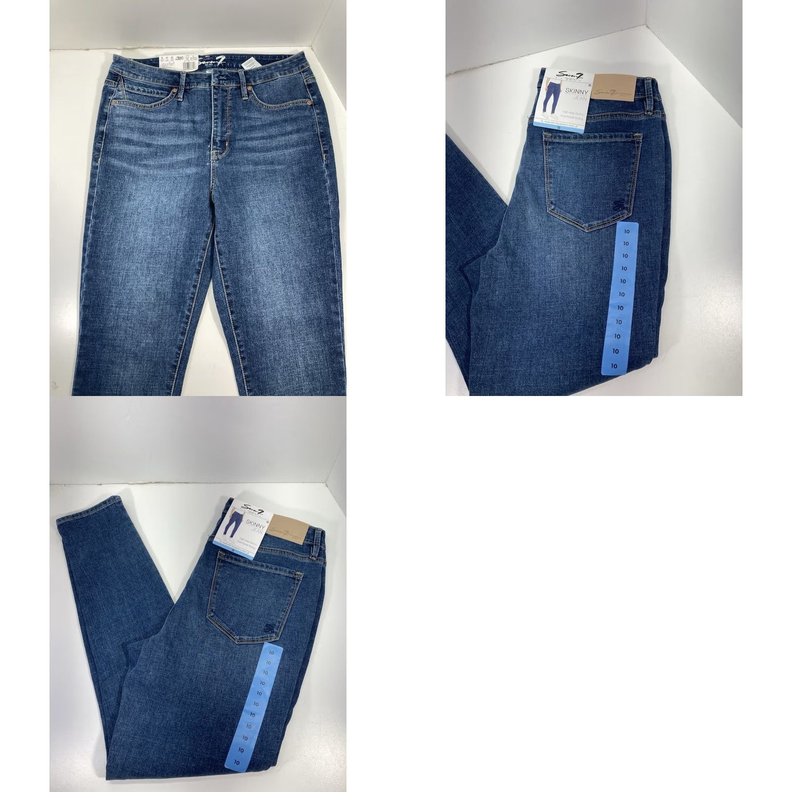 Vintage Seven7 Jeans Women 10 34X31 Blue Denim High Rise Stretch Medium Wash NWT Skinny Size 24" / US 00 / IT 34 - 9 Thumbnail