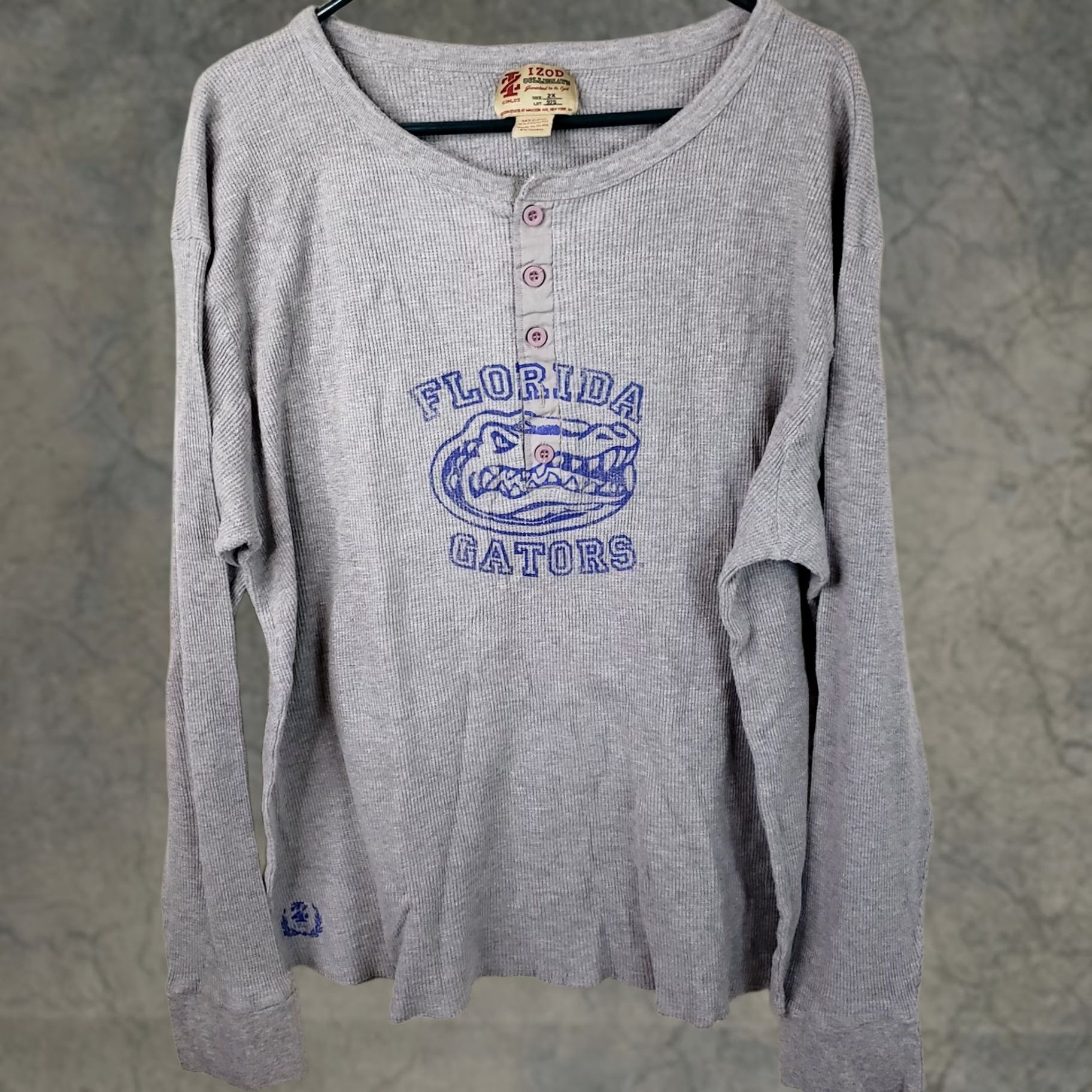Izod Florida Gators Izod Collegiate Mens 2XL Gray Henley Shirt Waffle Knit Thermal Size US XXL / EU 58 / 5 - 1 Thumbnail