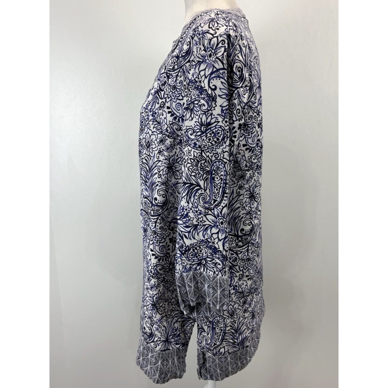 Vintage VINTAGE Sigrid Olsen Linen Tunic Women’s Large Blue Paisley 3/4 Sleeve Casual Bohemian Summer Size L / US 10 / IT 46 - 2 Thumbnail
