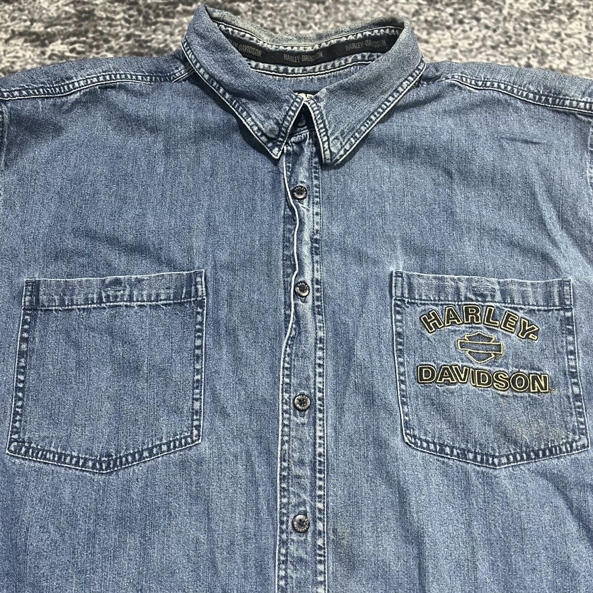 Harley Davidson VINTAGE HARLEY DAVIDSON EMBROIDERED EAGLE BIKE DENIM VEST Size US XXL / EU 58 / 5 - 4 Thumbnail