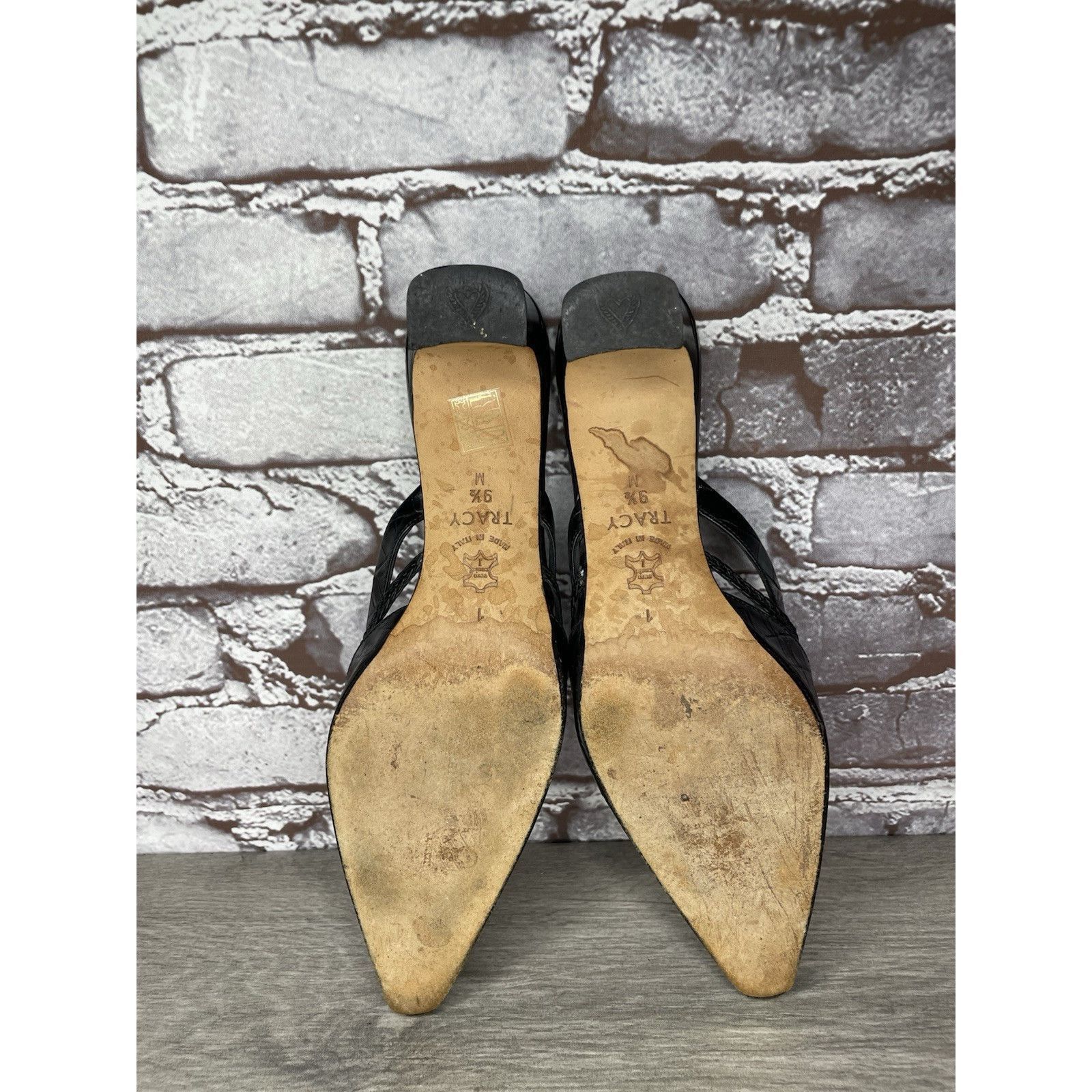 Brighton Brighton Black Leather Croc Embossed Mules Slides Sandals Wo Size US 9.5 / IT 39.5 - 22 Thumbnail