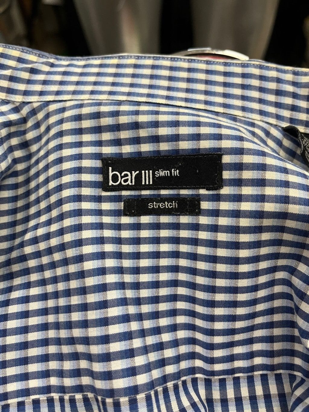 Bar III Bar III Slim Fit Stretch Gingham Shirt – Blue Size US S / EU 44-46 / 1 - 7 Thumbnail
