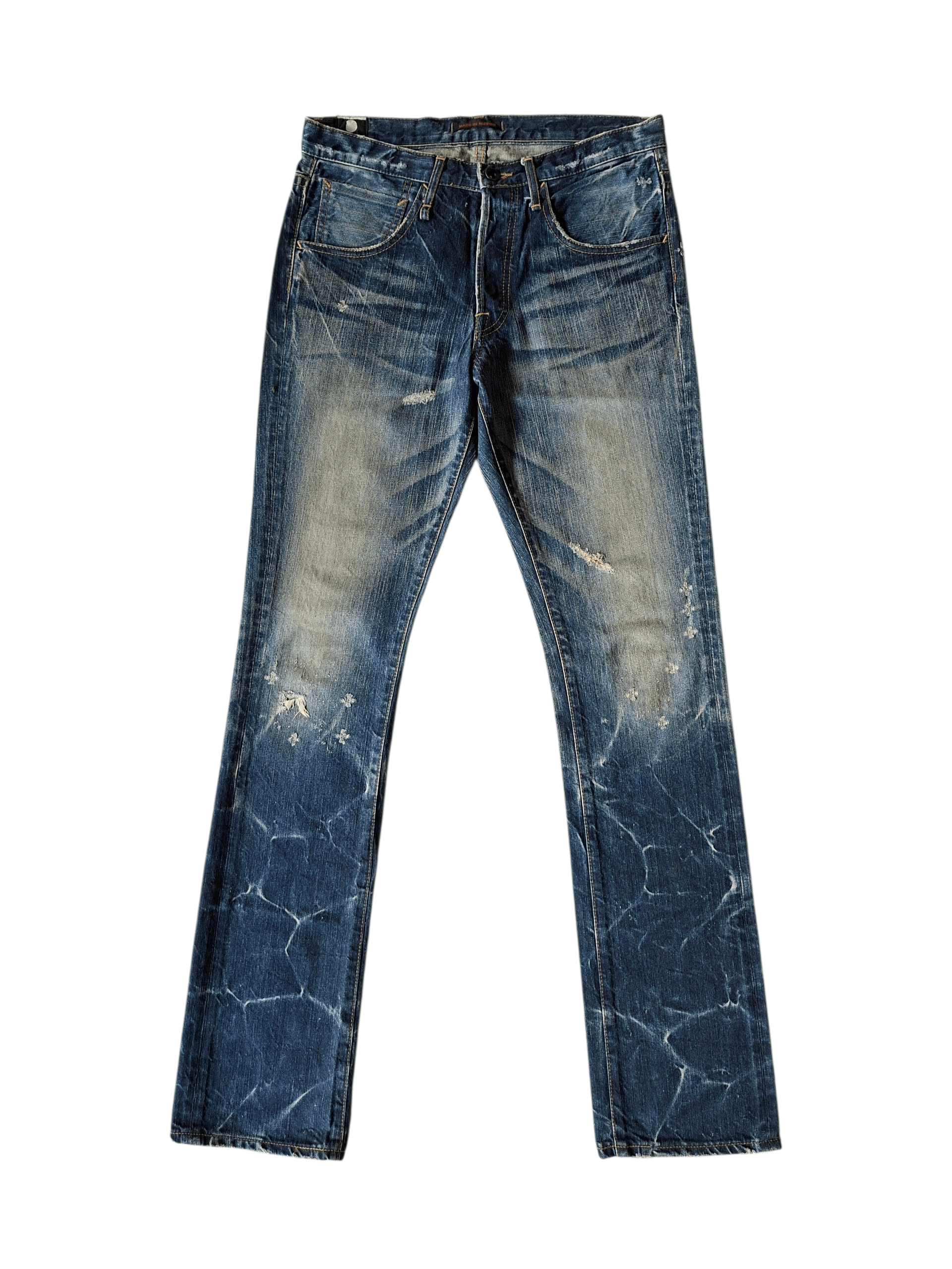 Tornado Mart 💥 Blue way avant garde style stonewash flare denim jeans Size US 30 / EU 46 - 1 Thumbnail