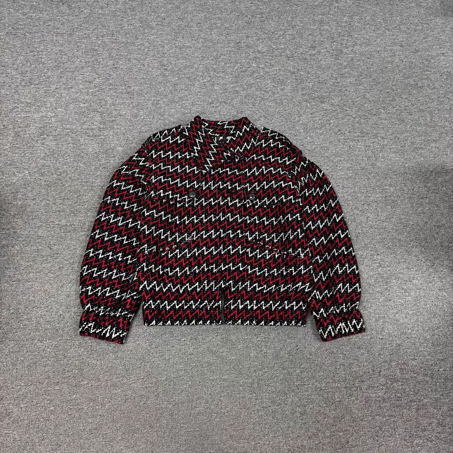 Chanel Chanel Red/Black/White Zigzag Tweed Short Jacket 40 Size M / US 6-8 / IT 42-44 - 1 Thumbnail