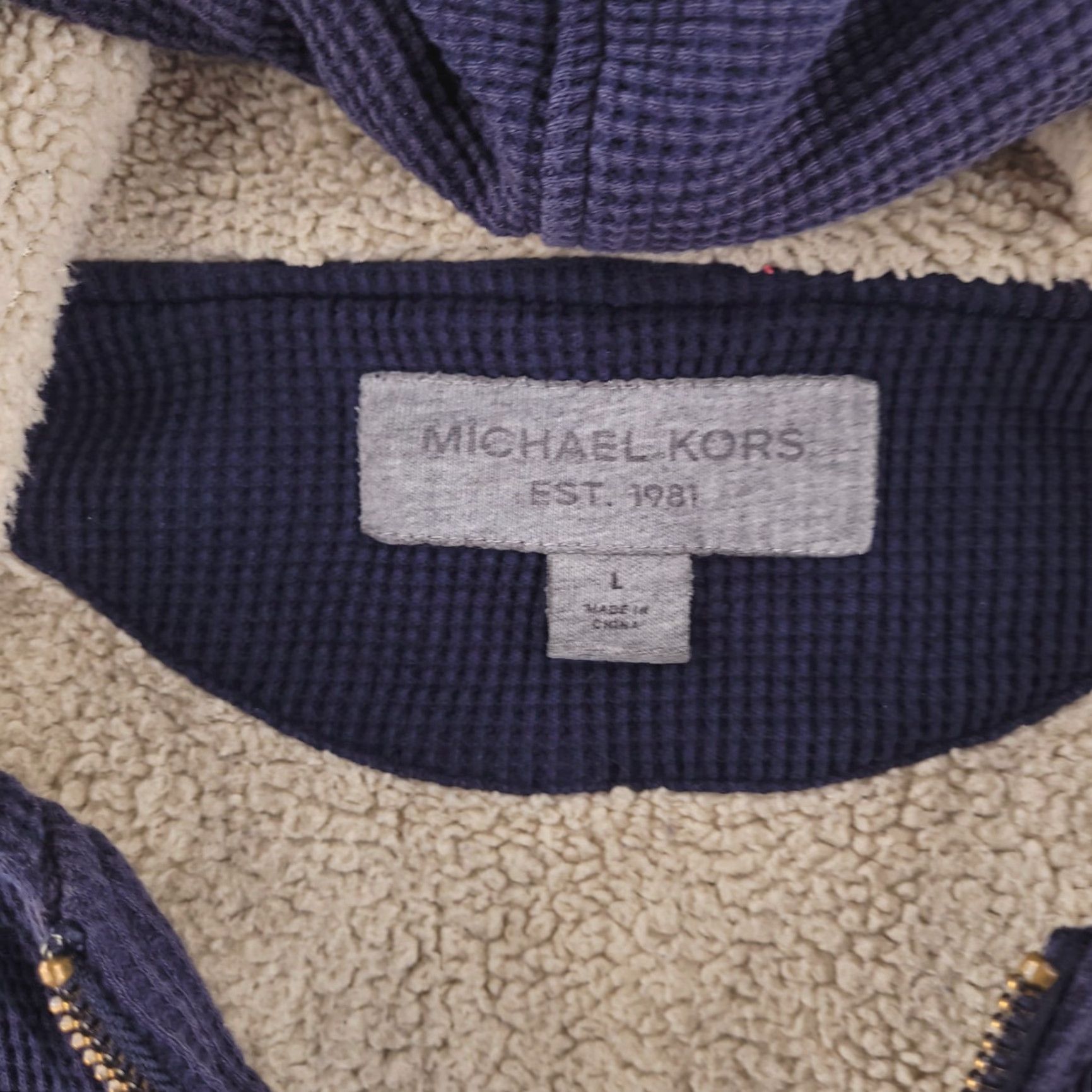 Michael Kors Michael Kors Hoodie Mens M Blue Waffle Thermal Sherpa Work Distressed Full Zip Size US M / EU 48-50 / 2 - 3 Thumbnail