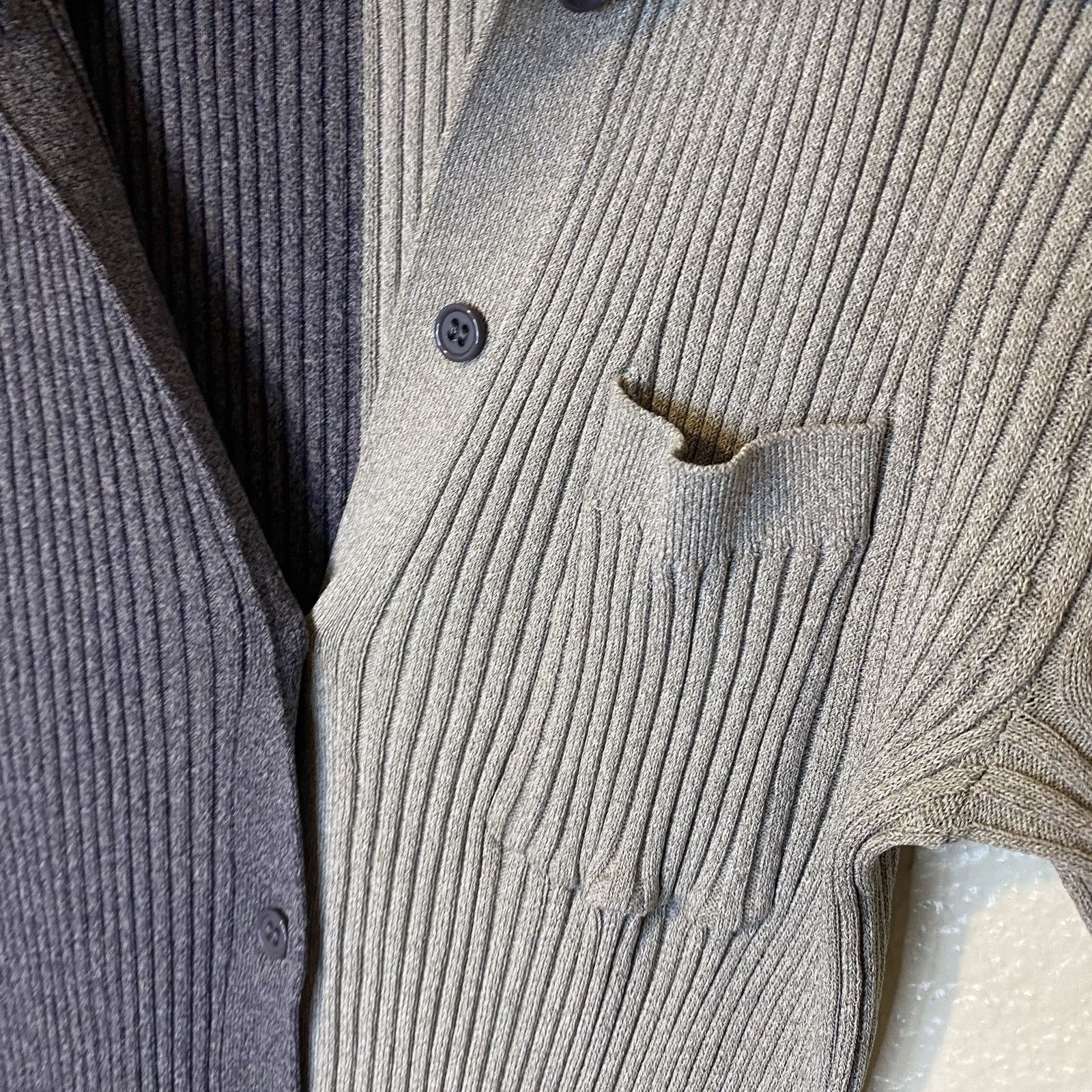 Staud Staud Milton Fama Gray Colorblock Ribbed Long Sleeve Shirt S Size S / US 4 / IT 40 - 6 Thumbnail