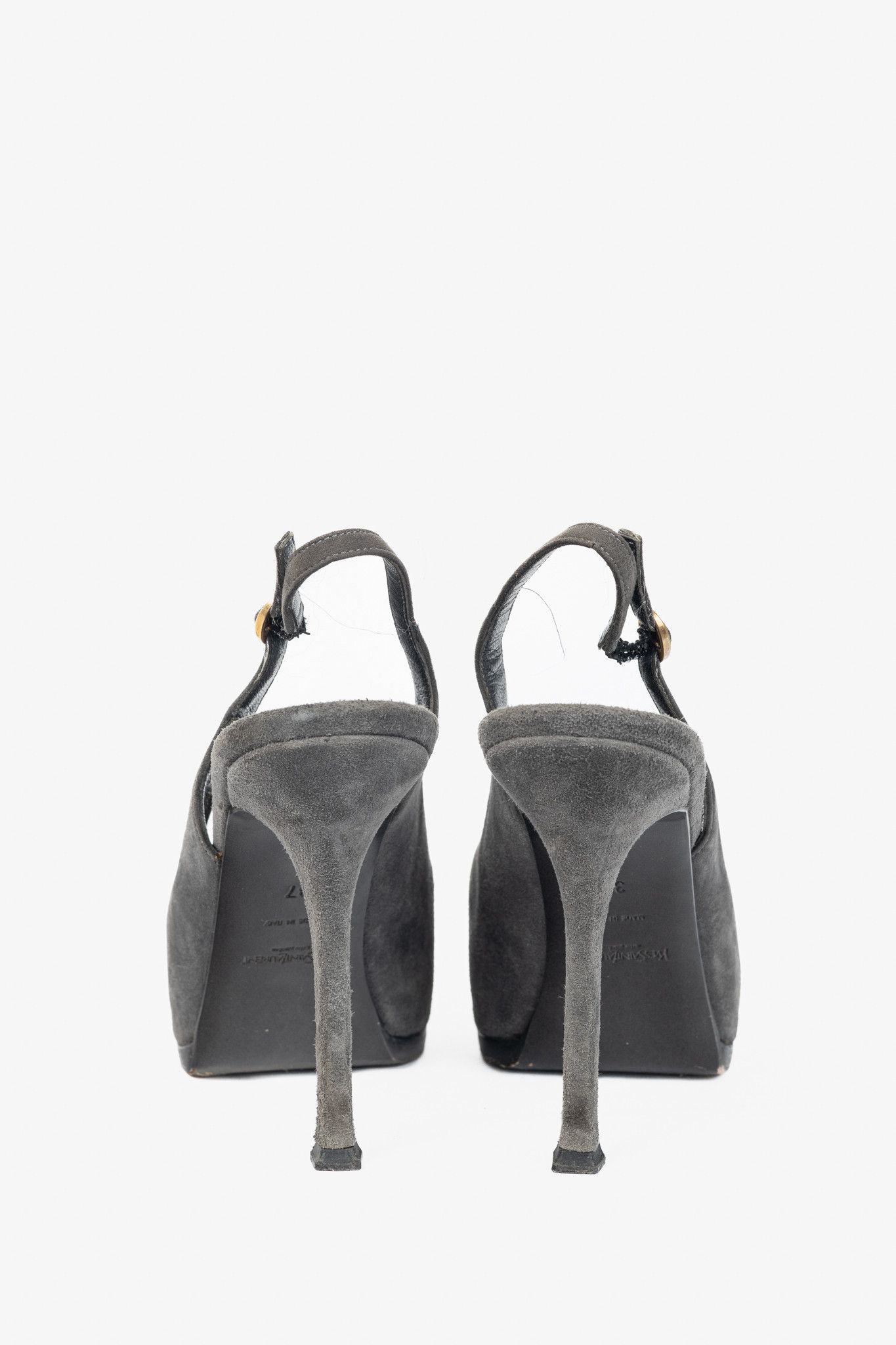 Yves Saint Laurent Yves Saint Laurent Tribtoo Suede Platform Slingback Pumps Size US 6.5 / IT 36.5 - 3 Thumbnail