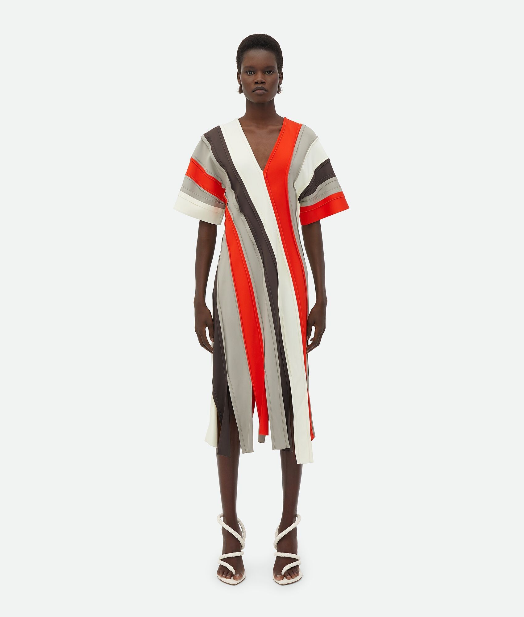 Bottega Veneta o1w1db10825 Fluid Viscose Stripe Dress in Multicolor Size XS / US 0-2 / IT 36-38 - 1 Thumbnail