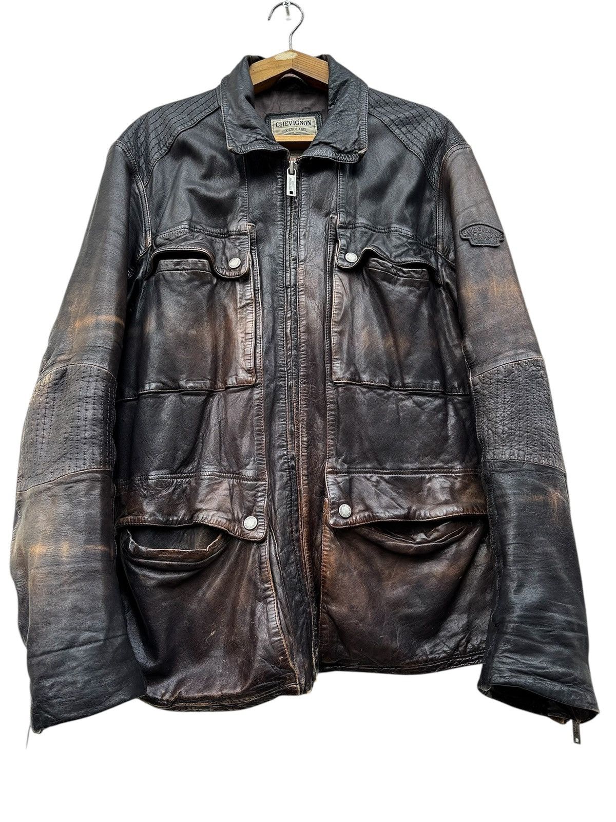 Chevignon × Hysteric Glamour × Vintage 😍Schott Avirex Style Chevignon Washed Leather Jacket Faded Size US L / EU 52-54 / 3 - 1 Thumbnail