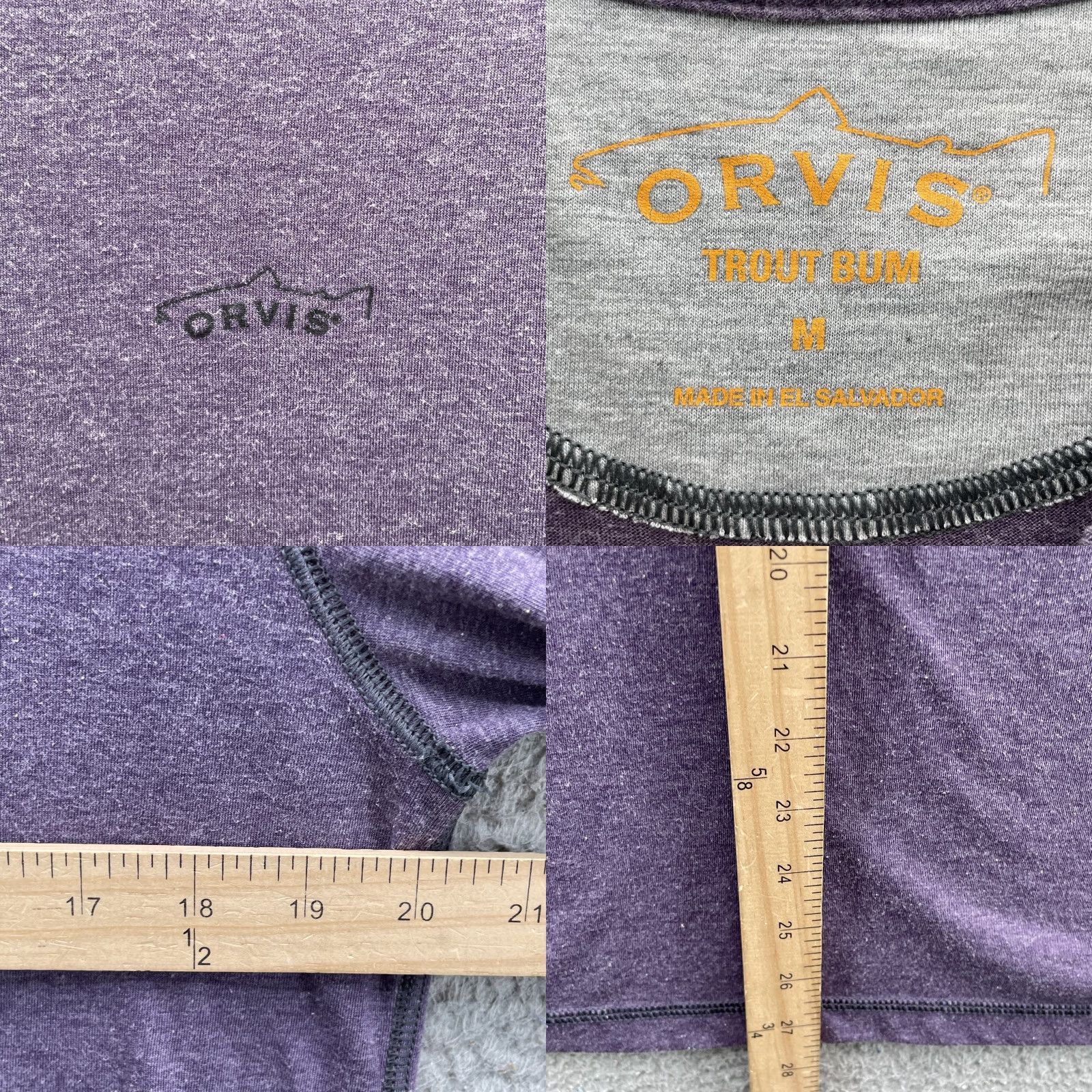 Orvis VINTAGE Orvis Trout Bum T-Shirt Mens Medium Purple Fly Fishing Performance Outdoors Camp Size US M / EU 48-50 / 2 - 8 Thumbnail