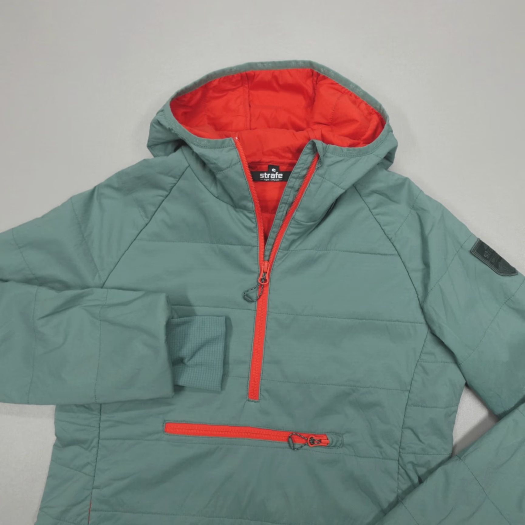 Vintage Strafe Sunnyside Alpha Anorak Puffer Women's Size S 1/2 Zip Hooded Green Red Jacket Size S / US 4 / IT 40 - 2 Thumbnail