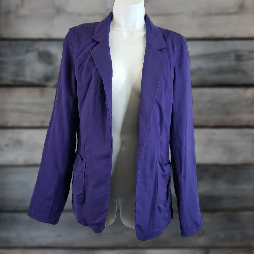 Vintage Talula Womens Blazer Open Front Sz 2 Purple Viscose Lined Suit Coat Shirt Jacket Blazer Womens Size XS / US 0-2 / IT 36-38 - 1 Thumbnail
