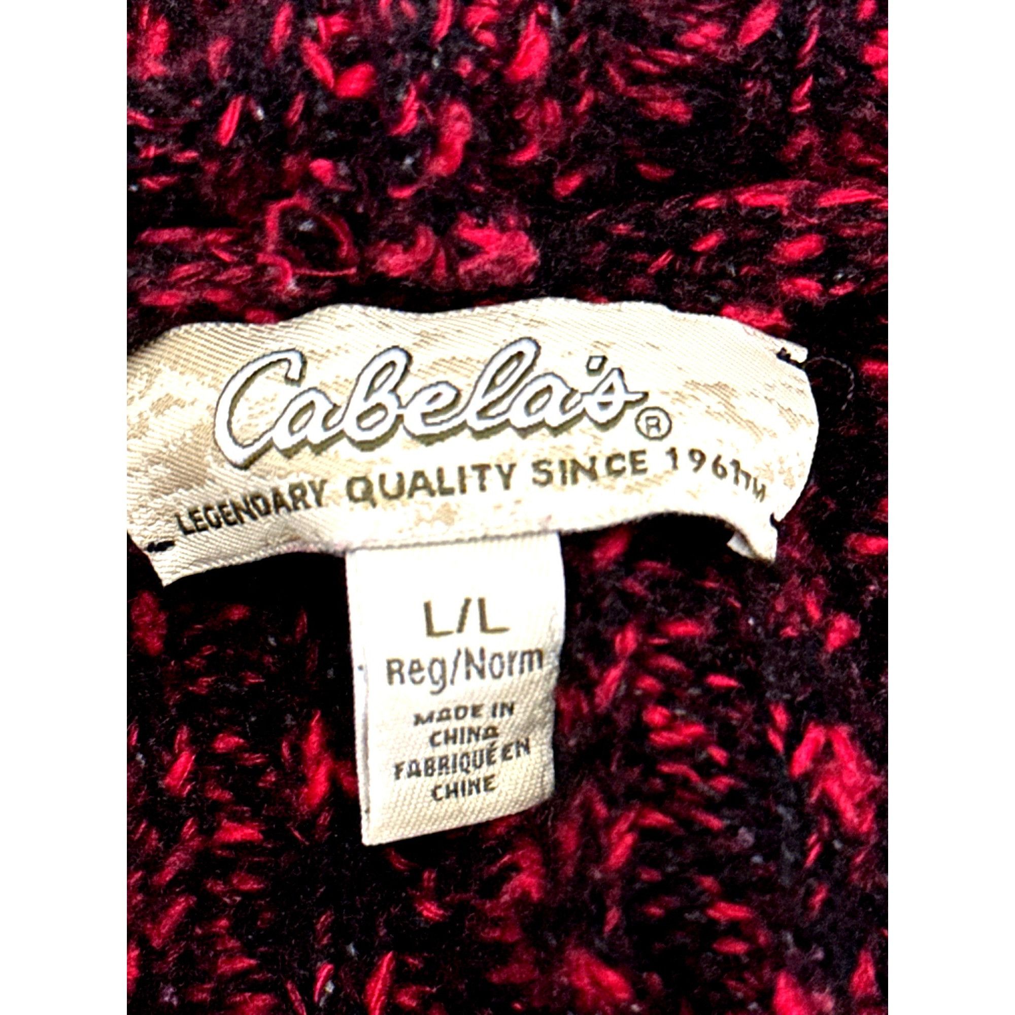 Cabelas Cabelas Burgundy Black Button Up Hooded Sweater Cozy Knit Co Size L / US 10 / IT 46 - 5 Thumbnail