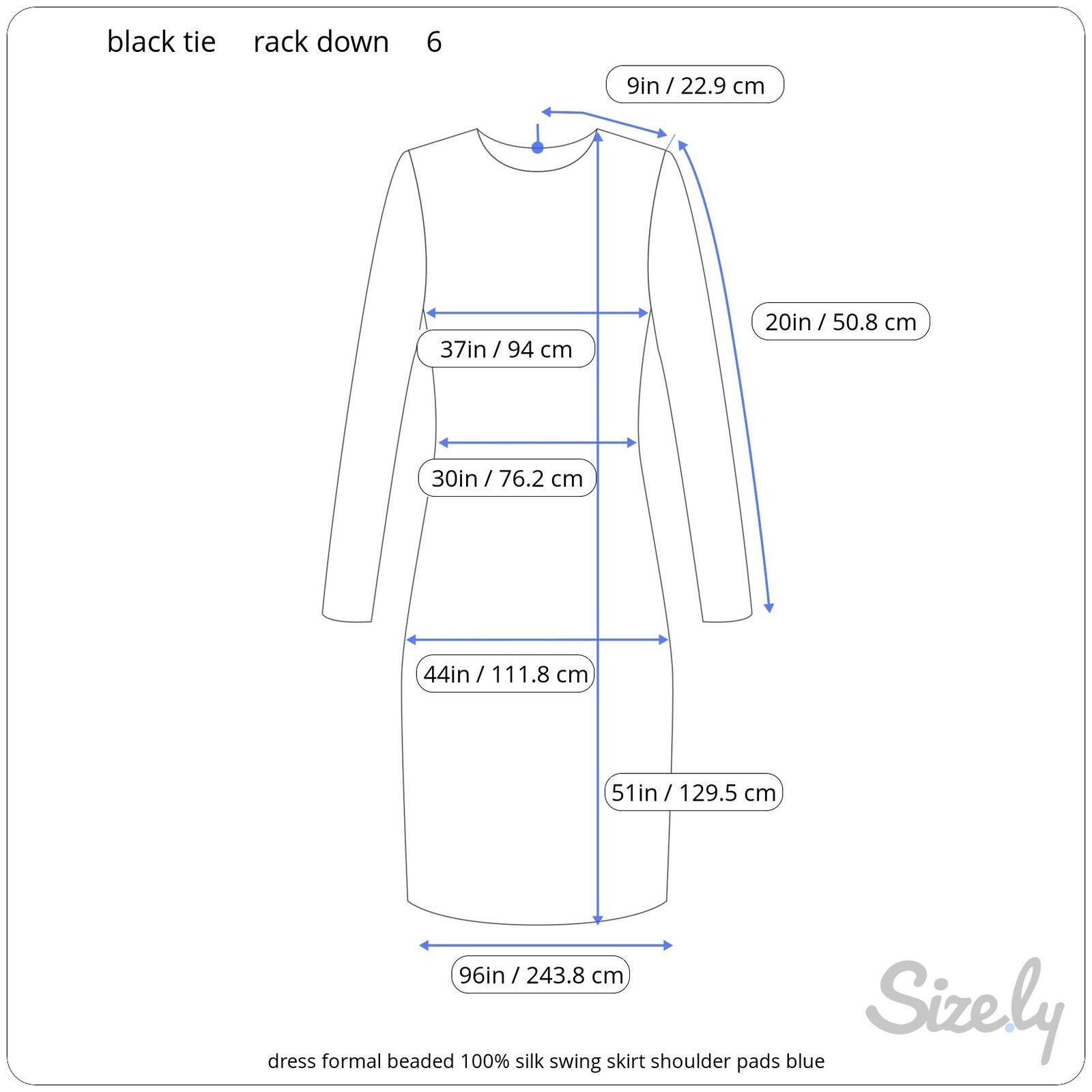 Other dress formal beaded 100% silk swing skirt shoulder pads blue Size M / US 6-8 / IT 42-44 - 16 Thumbnail