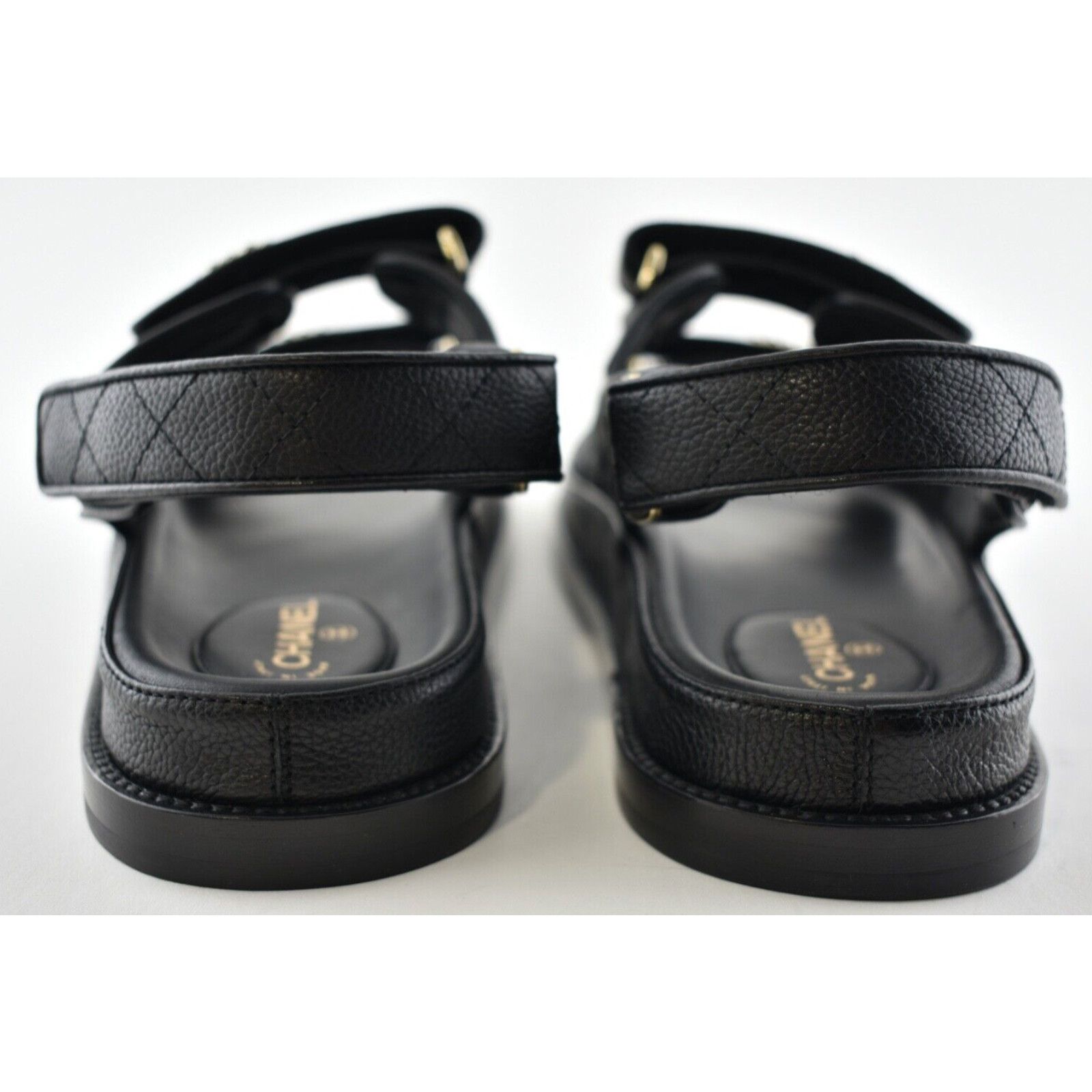 Chanel Chanel REV Black Caviar Gold CC Logo Mule Slide Strap Flat Size US 6.5 / IT 36.5 - 11 Thumbnail