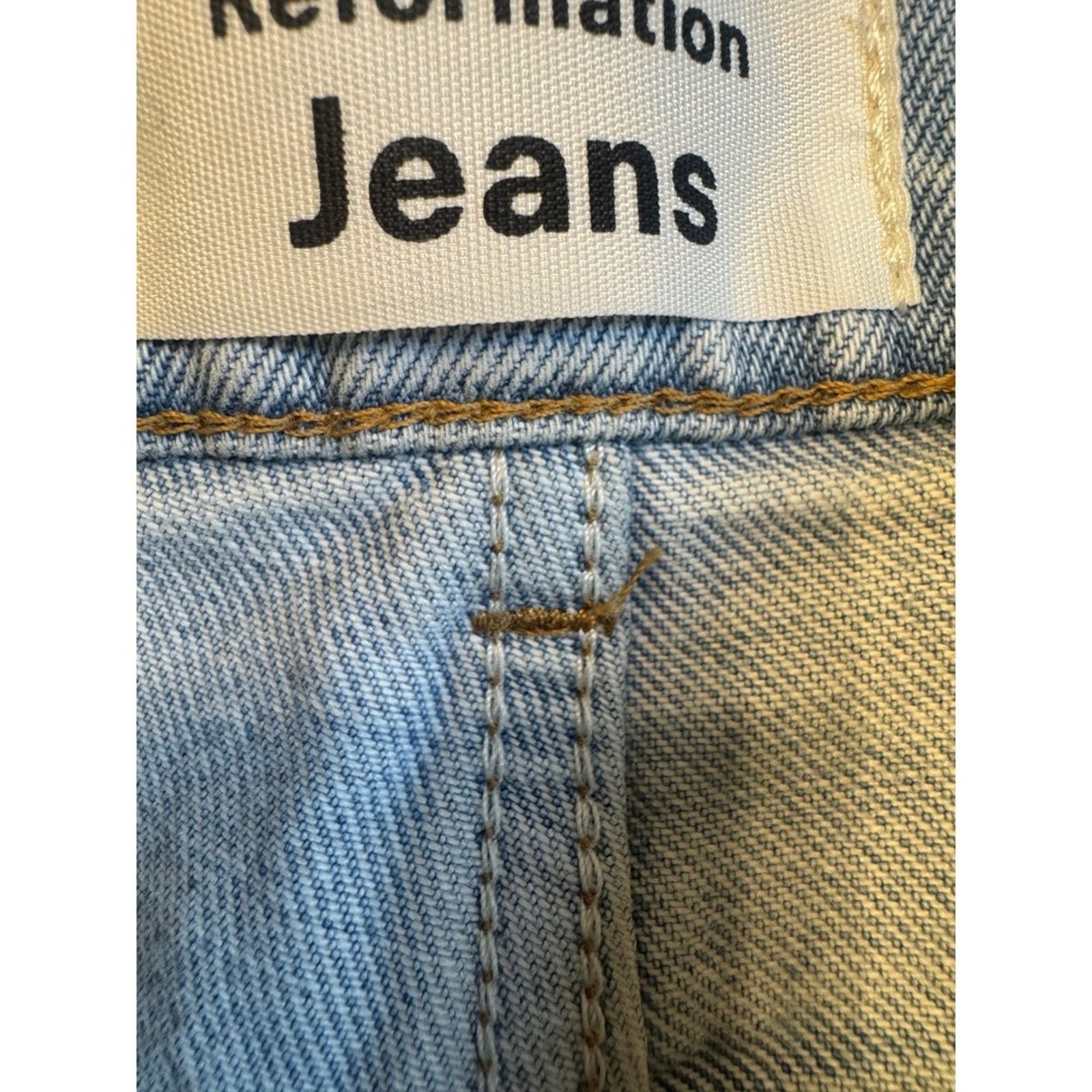 Reformation Reformation Jeans Light Wash Patch High Rise Denim Pants 27 Size 27" / US 4 / IT 40 - 3 Thumbnail