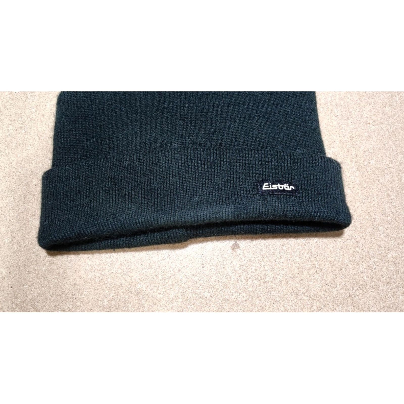 Vintage Eisbär Beanie Hat One Size Thermal Water Resistant Quick Dry Knit Black Beanie Mens Womens Adults Casual Travel: Unisex Black Beanie Hat (One Size) Size ONE SIZE - 6 Thumbnail