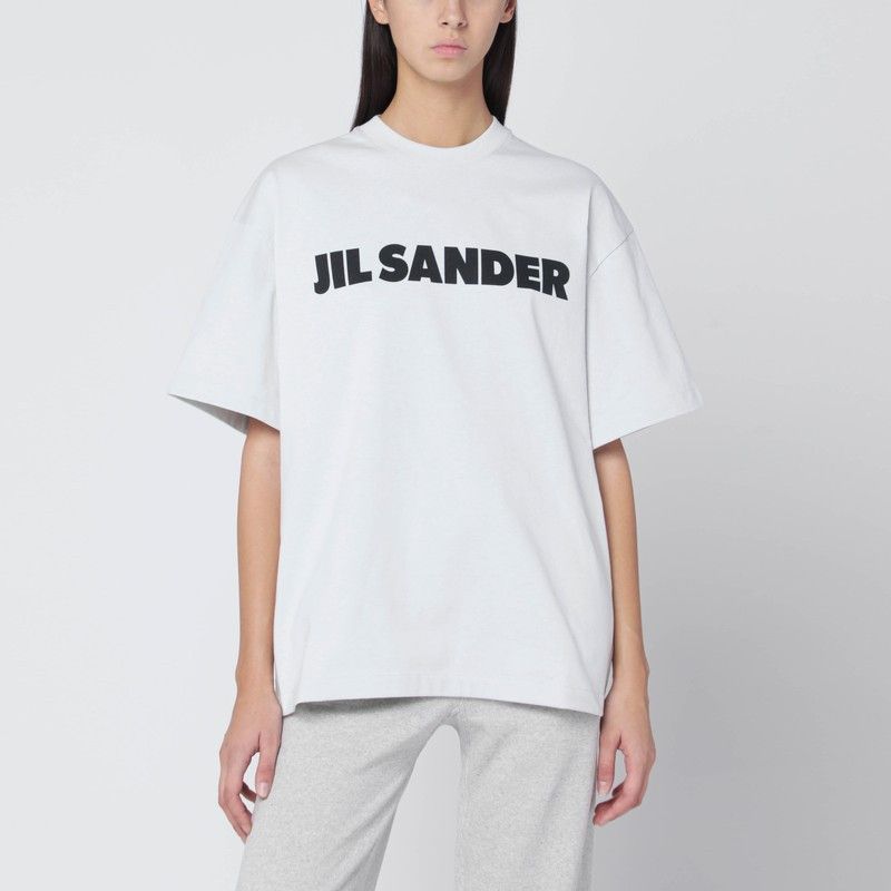 Jil Sander Light Grey Oversized T-Shirt With Logo Print