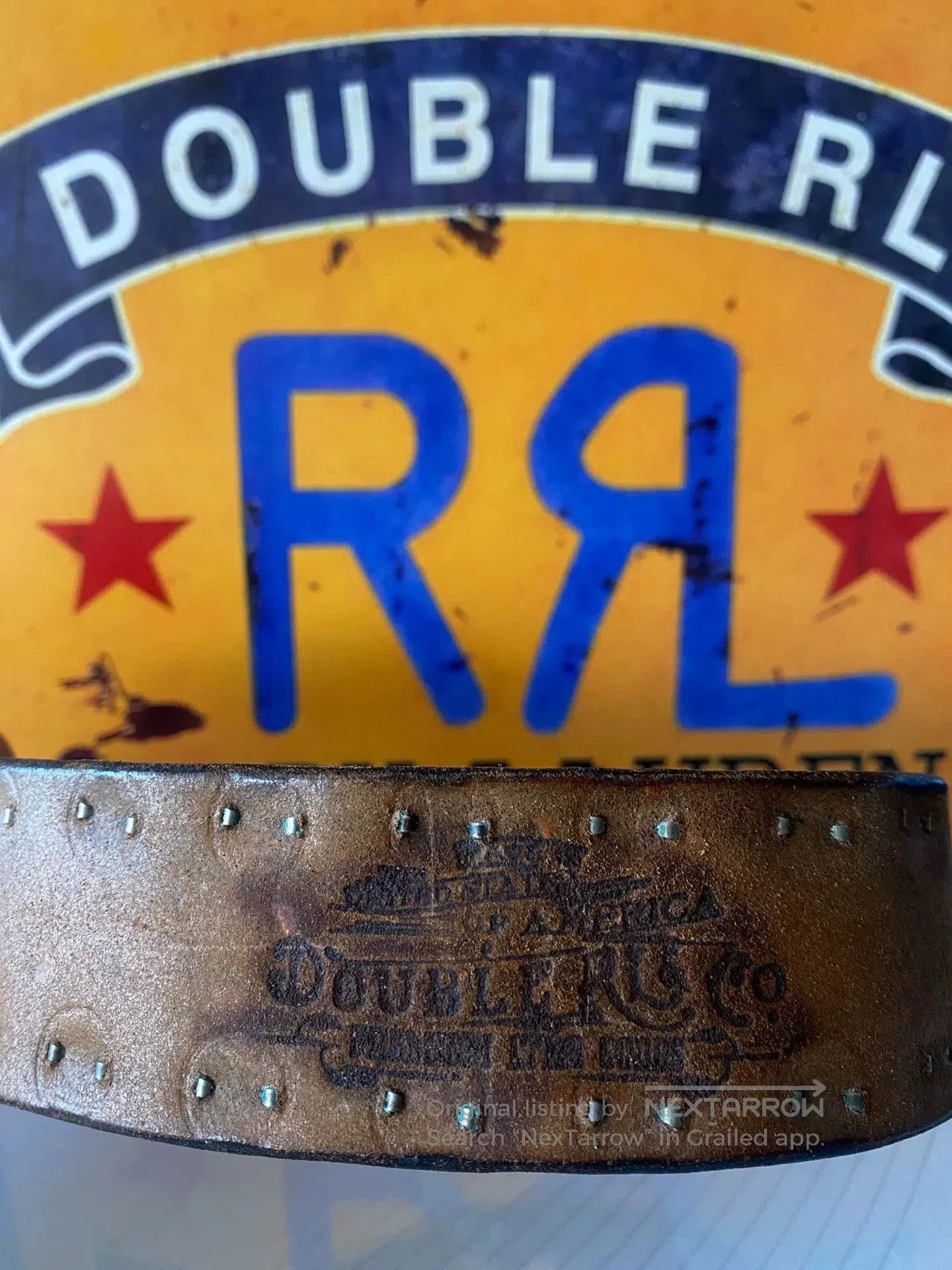 RRL Ralph Lauren Limited Edition Double RL Leather Belt. Size ONE SIZE - 4 Thumbnail